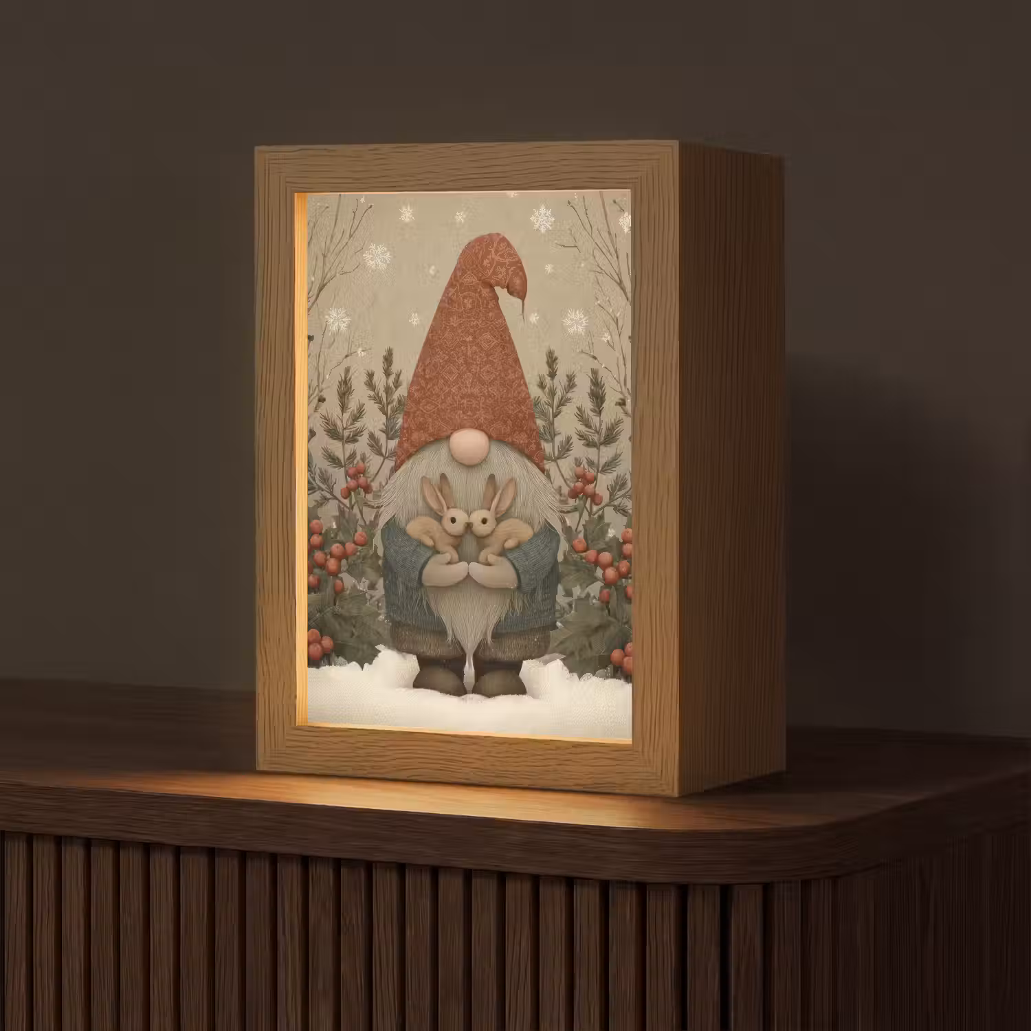 Kerstgnome - Konijntjes - Kleurrijk Light Box met kabel (Tafellamp) klein -z3d_website