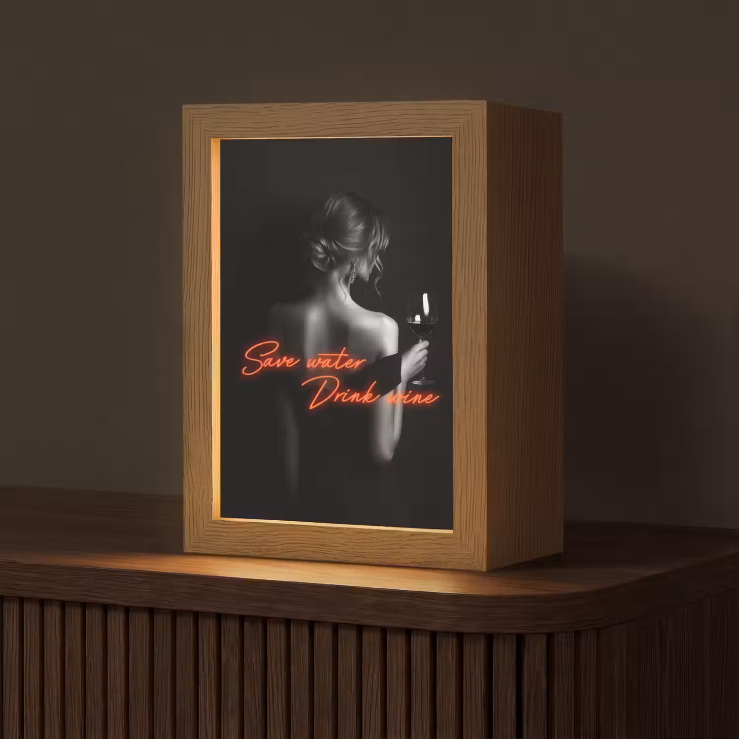 Wijn - Vrouw - Neon - Quote Light Box met kabel (Tafellamp) klein -z3d_website
