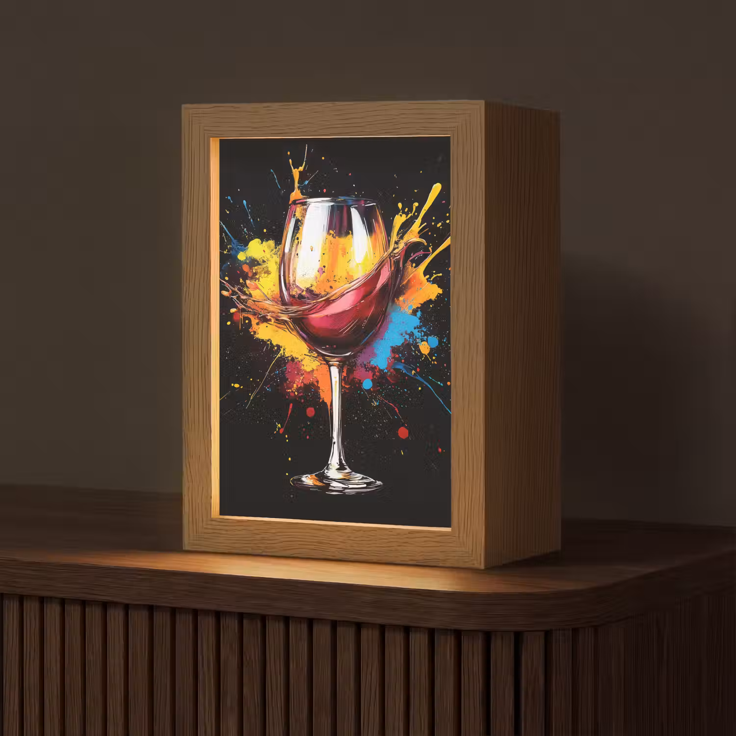Wijn - Glas - Graffiti - Borrel - Rood - Verf Light Box met kabel (Tafellamp) klein -z3d_website