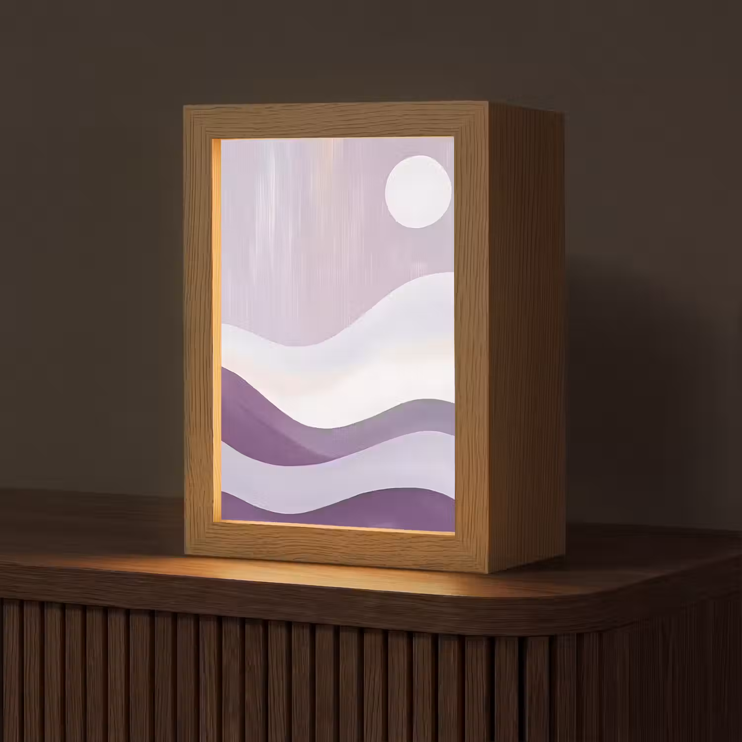 Golven - Heuvels - Abstract - Paars Light Box met kabel (Tafellamp) klein -z3d_website