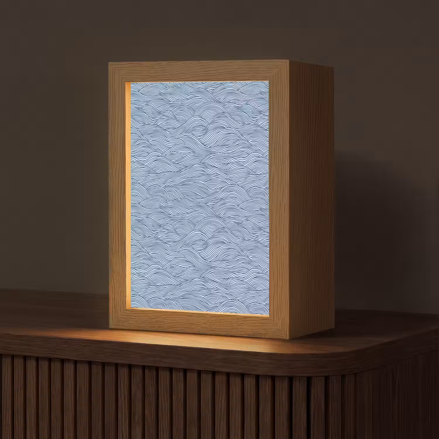 Golven - Ritmisch - Blauw Light Box met kabel (Tafellamp) klein 925 -z3d_website
