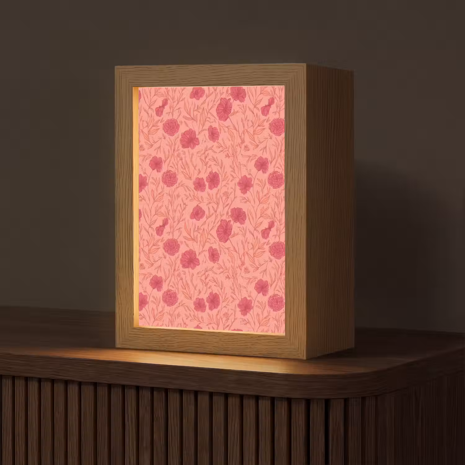Weidebloemen - Romantisch - Roze Light Box met kabel (Tafellamp) klein 925 -z3d_website