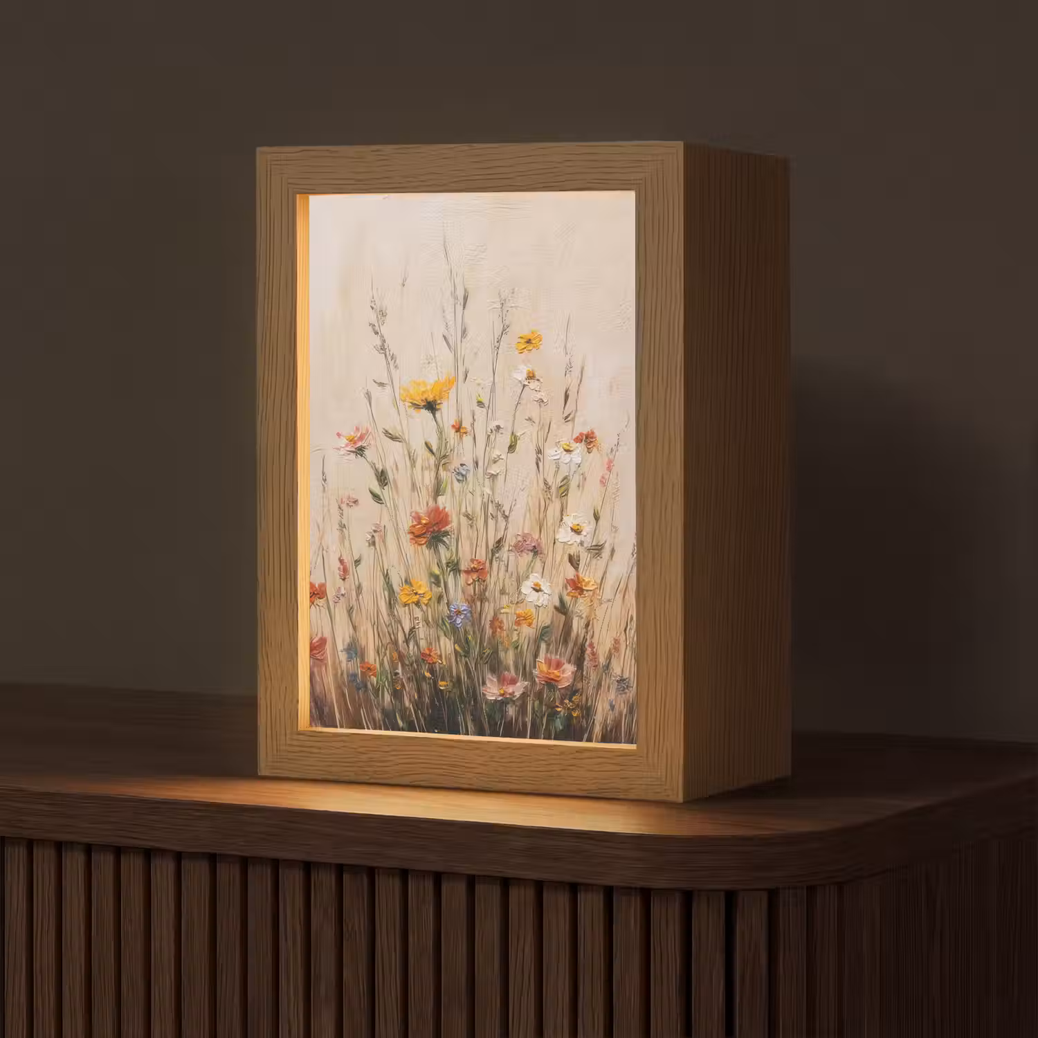 Wilde bloemen - Penseelstreken - Rustgevend Light Box met kabel (Tafellamp) klein -z3d_website