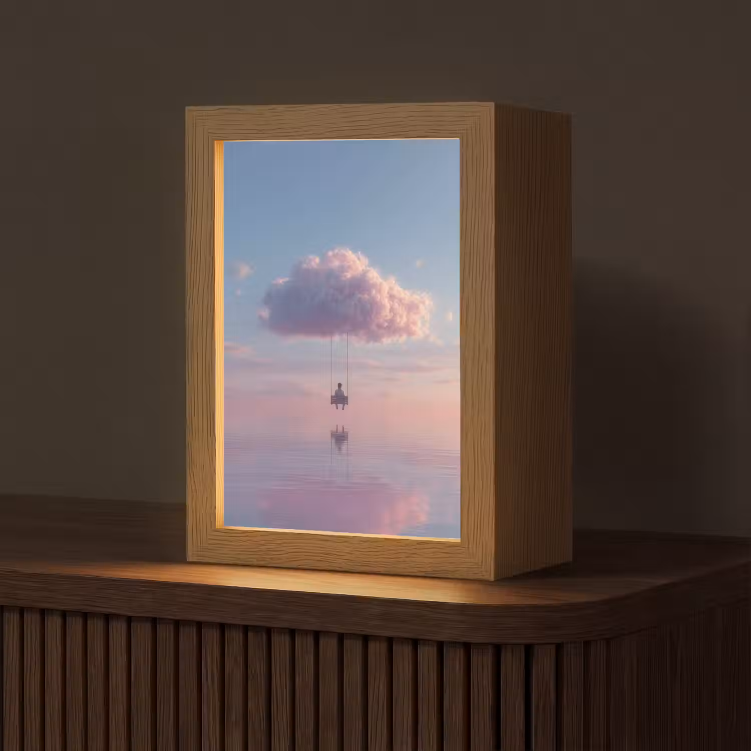 Wolk - Schommel - Kleurrijke lucht Light Box met kabel (Tafellamp) klein -z3d_website