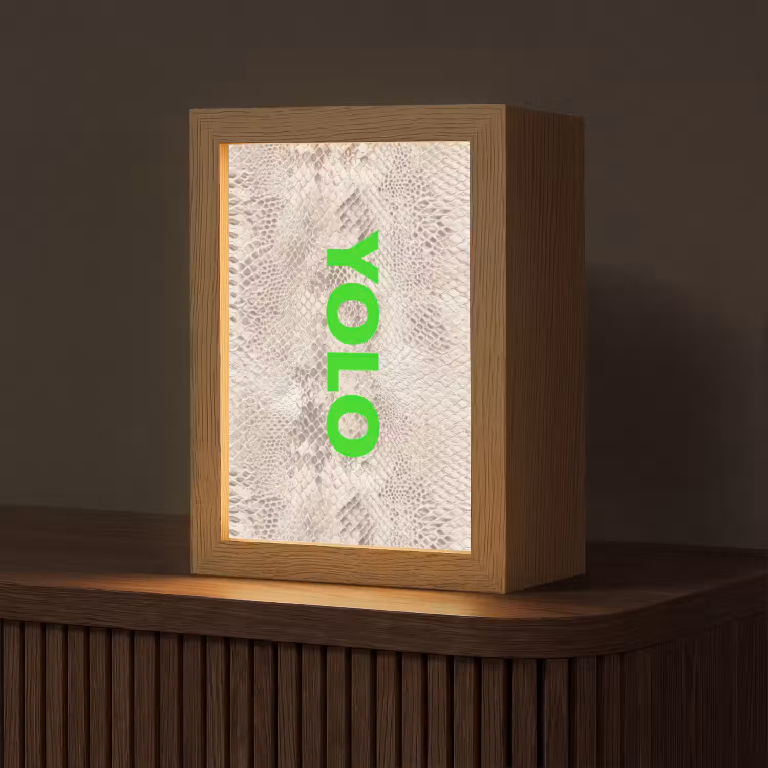 YOLO - Groen - Neon - Slangenprnt Light Box met kabel (Tafellamp) klein -z3d_website