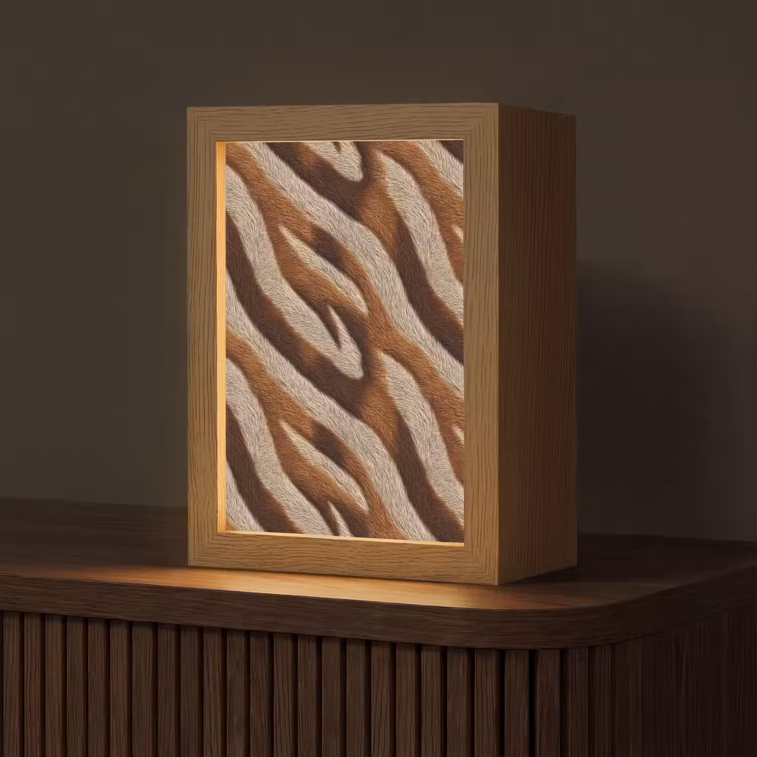 Zebra - Patroon - Bruin Light Box met kabel (Tafellamp) klein 925 -z3d_website