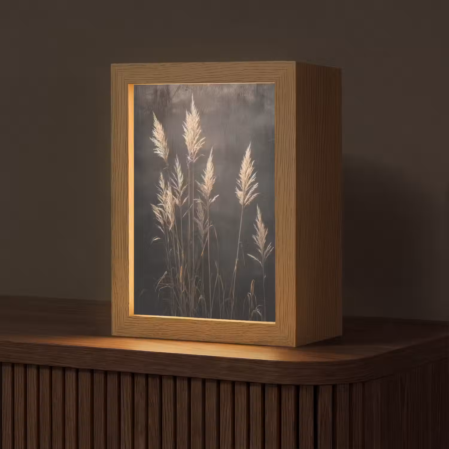 Siergras - Pluimen - Verlichting - Zwart Light Box met kabel (Tafellamp) klein -z3d_website