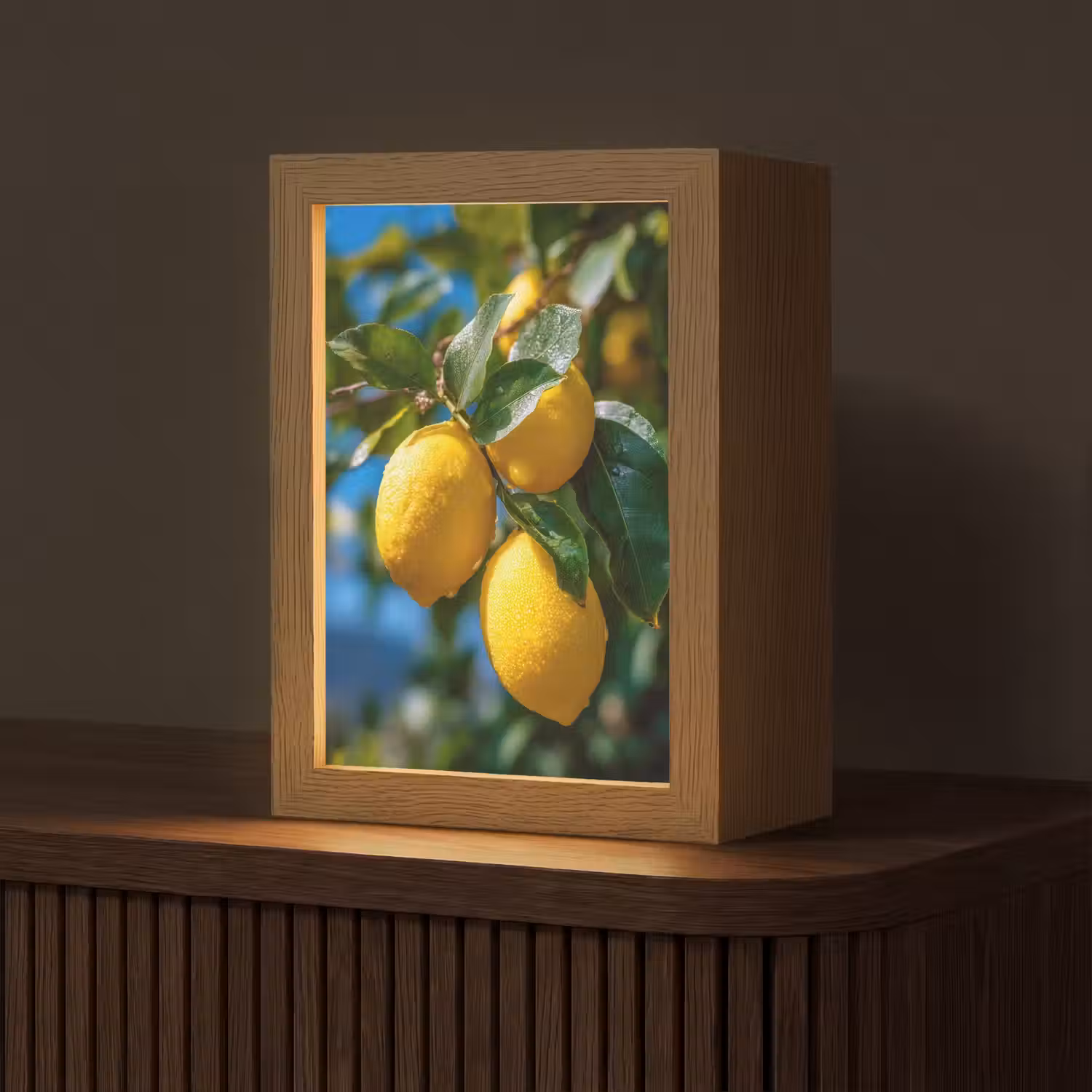 Citroenen - Bladeren - Blauwe lucht Light Box met kabel (Tafellamp) klein -z3d_website