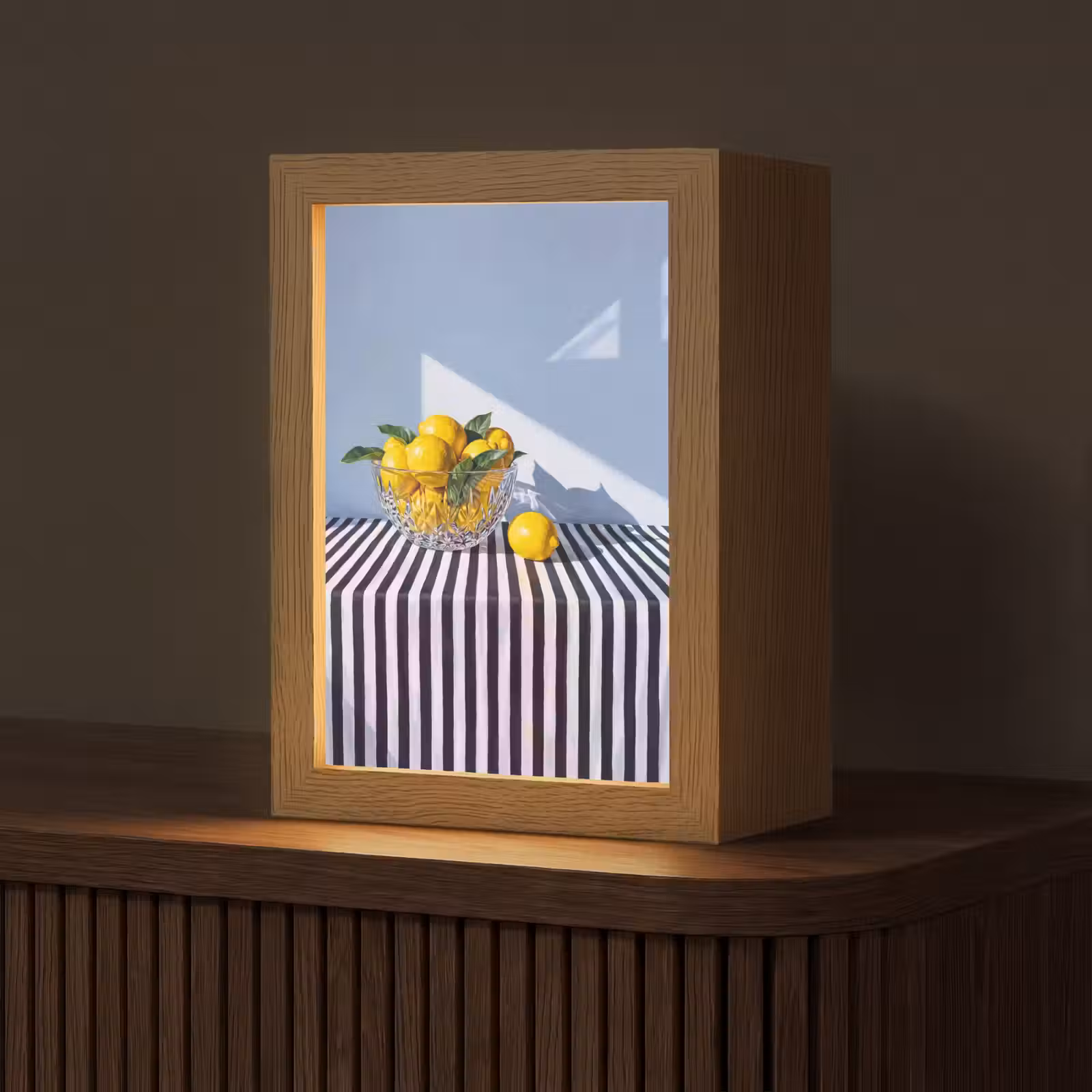 Tischlampe - Zitronen – Obst – Gelb - Citroenen - Fruit - Geel Light Box met kabel (Tafellamp) klein