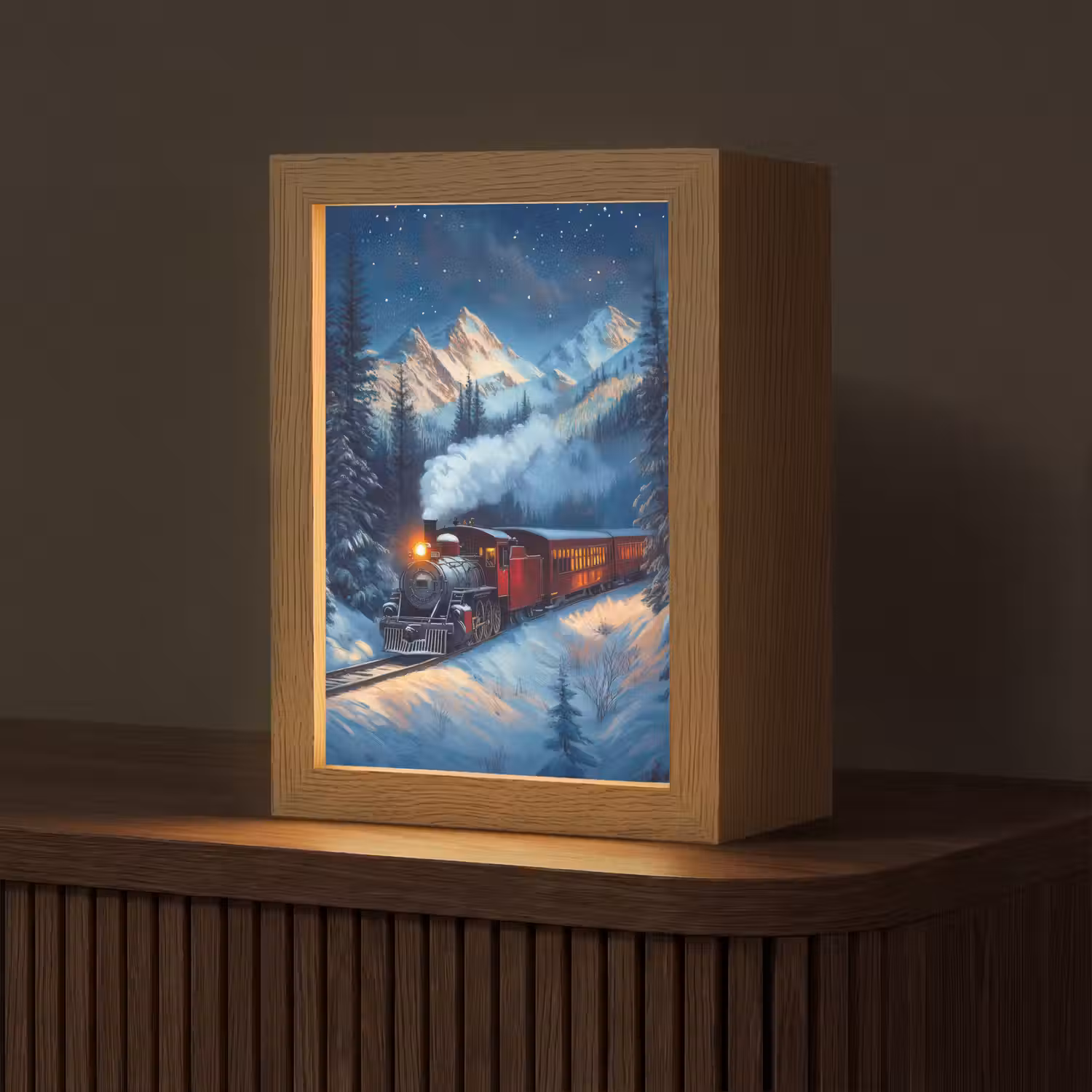 Trein - Kerst - Sneeuw - Kersttrein Light Box met kabel (Tafellamp) klein -z3d_website