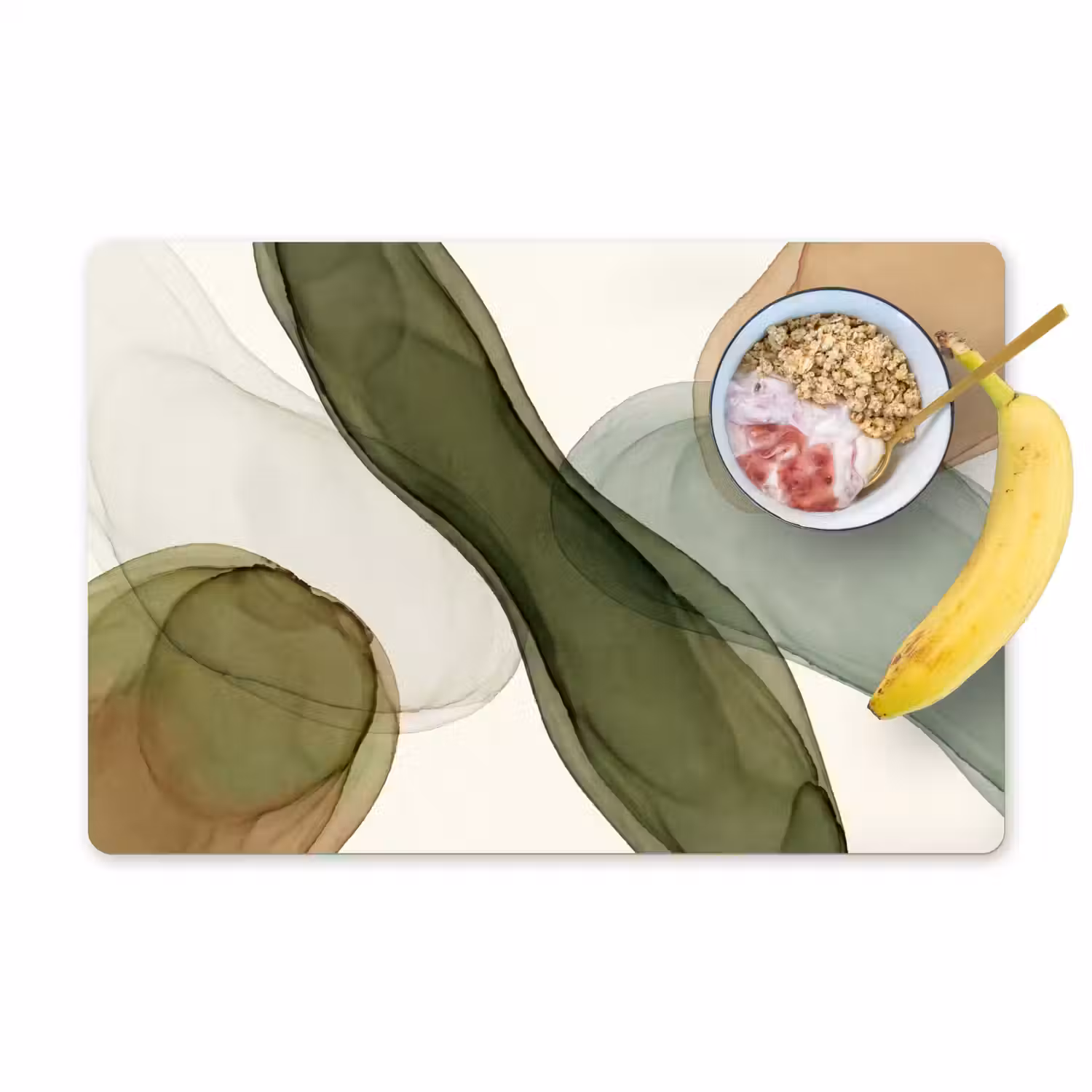 Abstract - Vormen - Modern - Kunst - Groen - Bruin Placemat vinyl groot -zzzproduct_Kitchenyeah-website