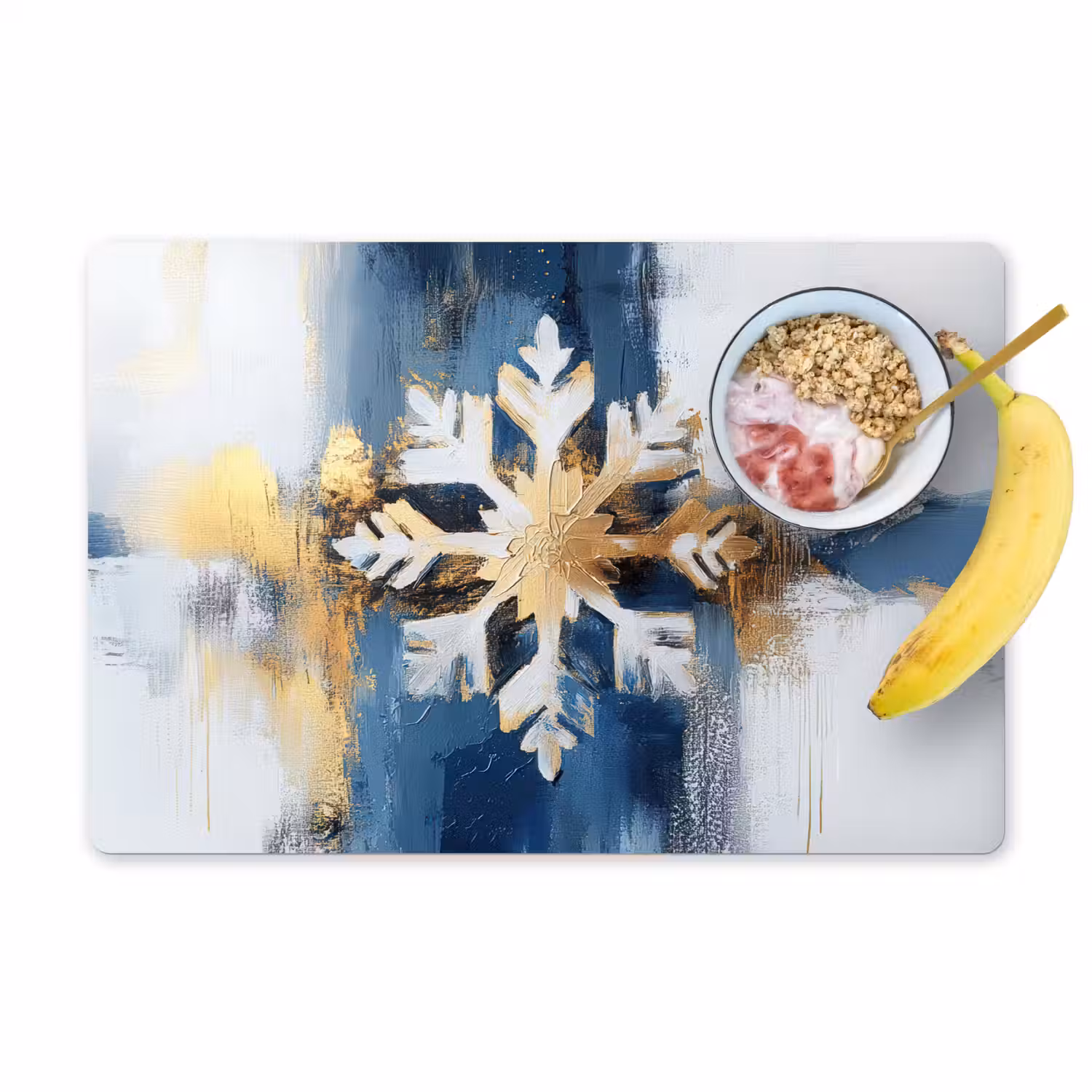 Abstract - Winter - Sneeuwvlok - Sneeuw - Goud Placemat vinyl groot -zzzproduct_Kitchenyeah-website