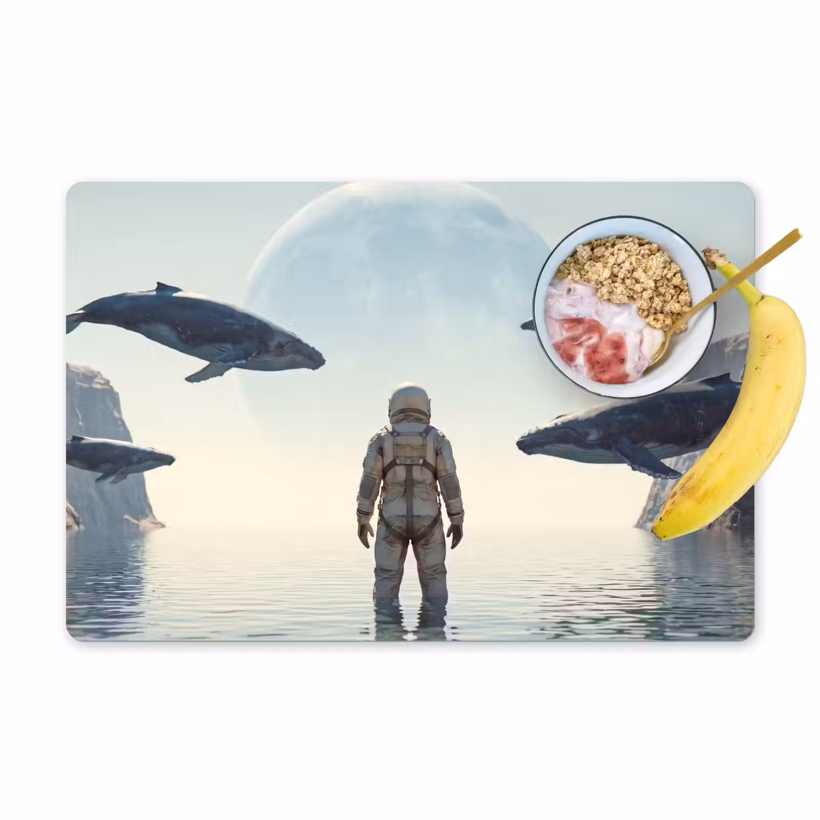 Tischset - 6 Stück - Astronaut – Wal – Fantasie - Ruimtevaarder - Walvis - Fantasie Placemat vinyl groot
