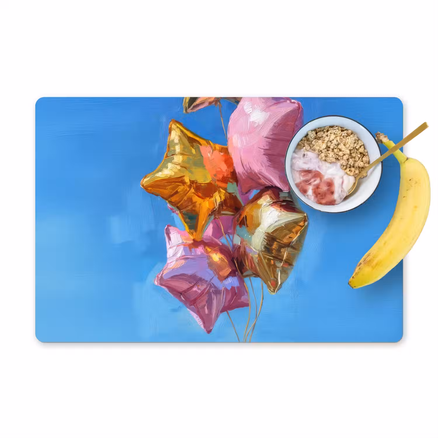 Ballonnen - Goud - Stervorm - Roze Placemat vinyl groot -zzzproduct_Kitchenyeah-website