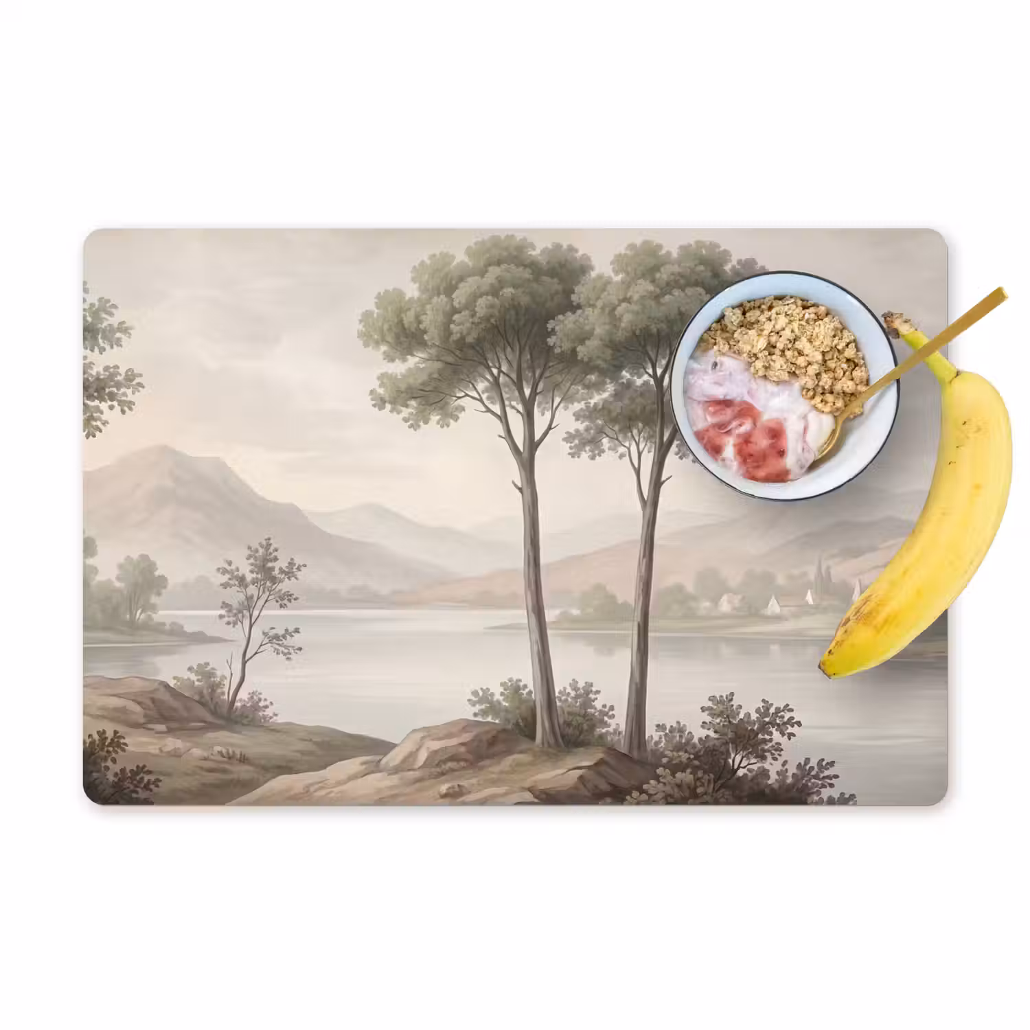 Bomen - Meer - Bergen - Illustratie Placemat vinyl groot -zzzproduct_Kitchenyeah-website