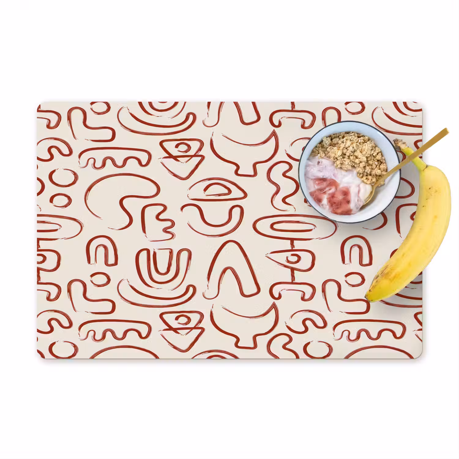 Beige - Vormen - Rood - Patroon Placemat vinyl groot 368 -zzzproduct_Kitchenyeah-website