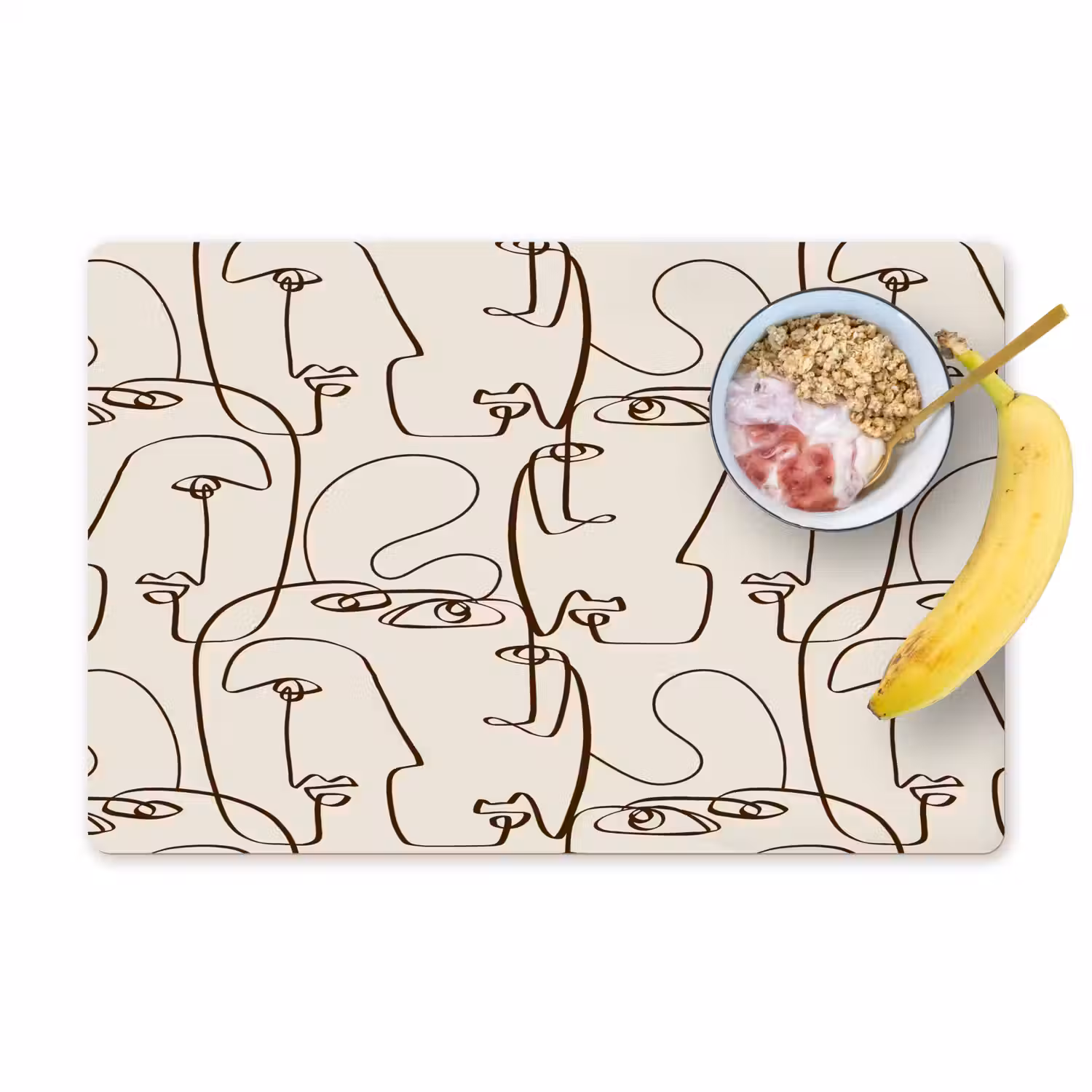 Beige - Gezicht - Lijnen - Bruin Placemat vinyl groot 368 -zzzproduct_Kitchenyeah-website