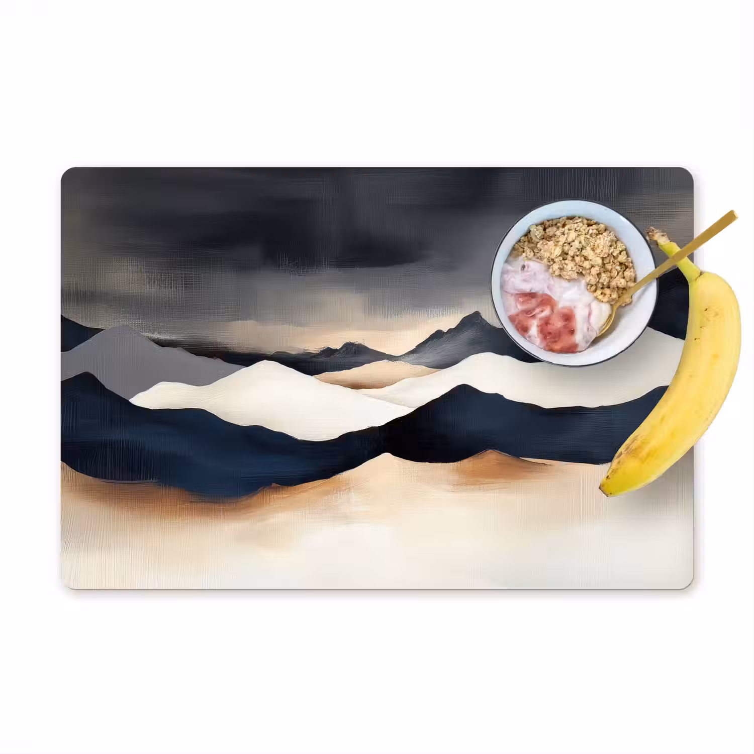 Bergen - Donkerblauw - Landschap Placemat vinyl groot -zzzproduct_Kitchenyeah-website