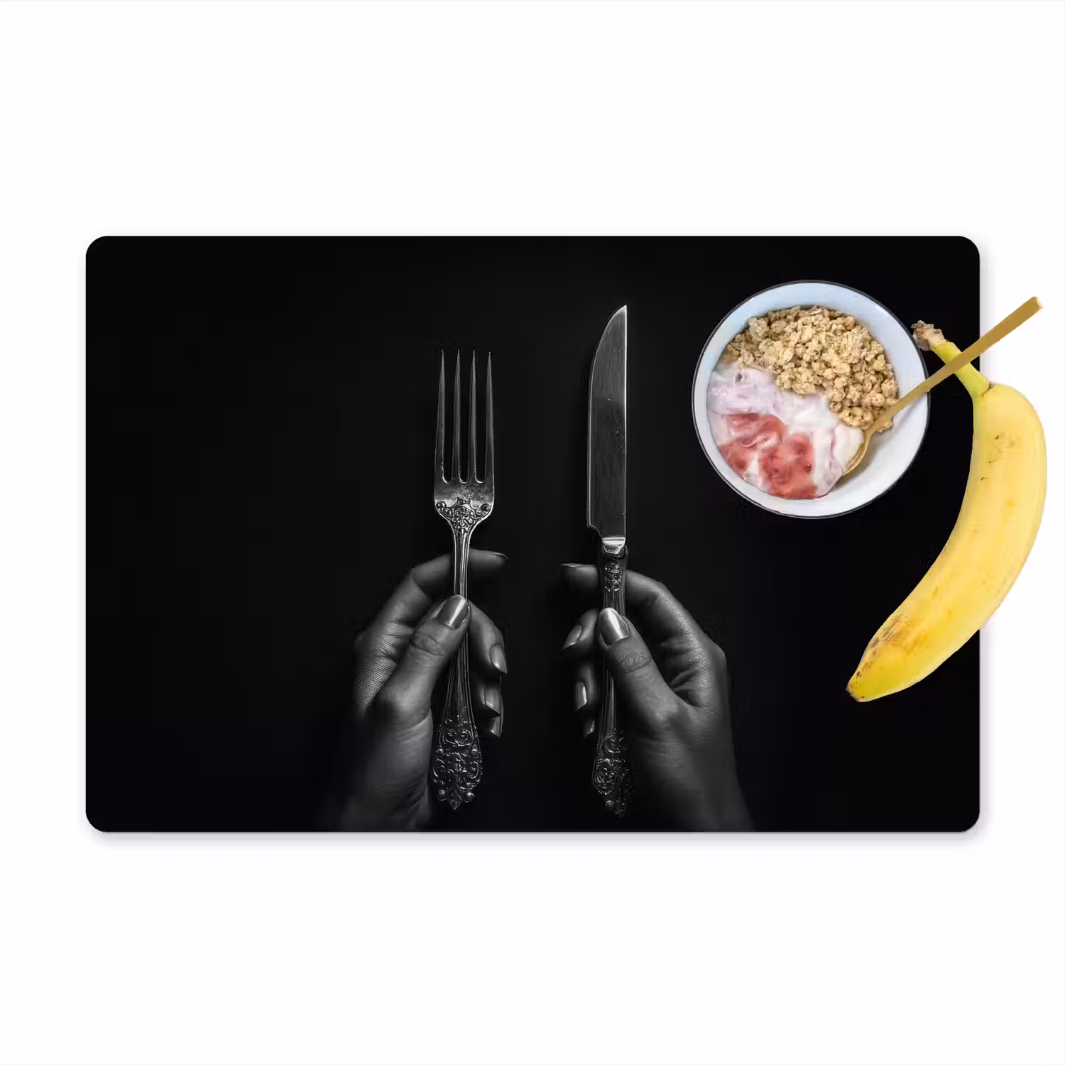 Bestek - Zwart - Wit Placemat vinyl groot -zzzproduct_Kitchenyeah-website
