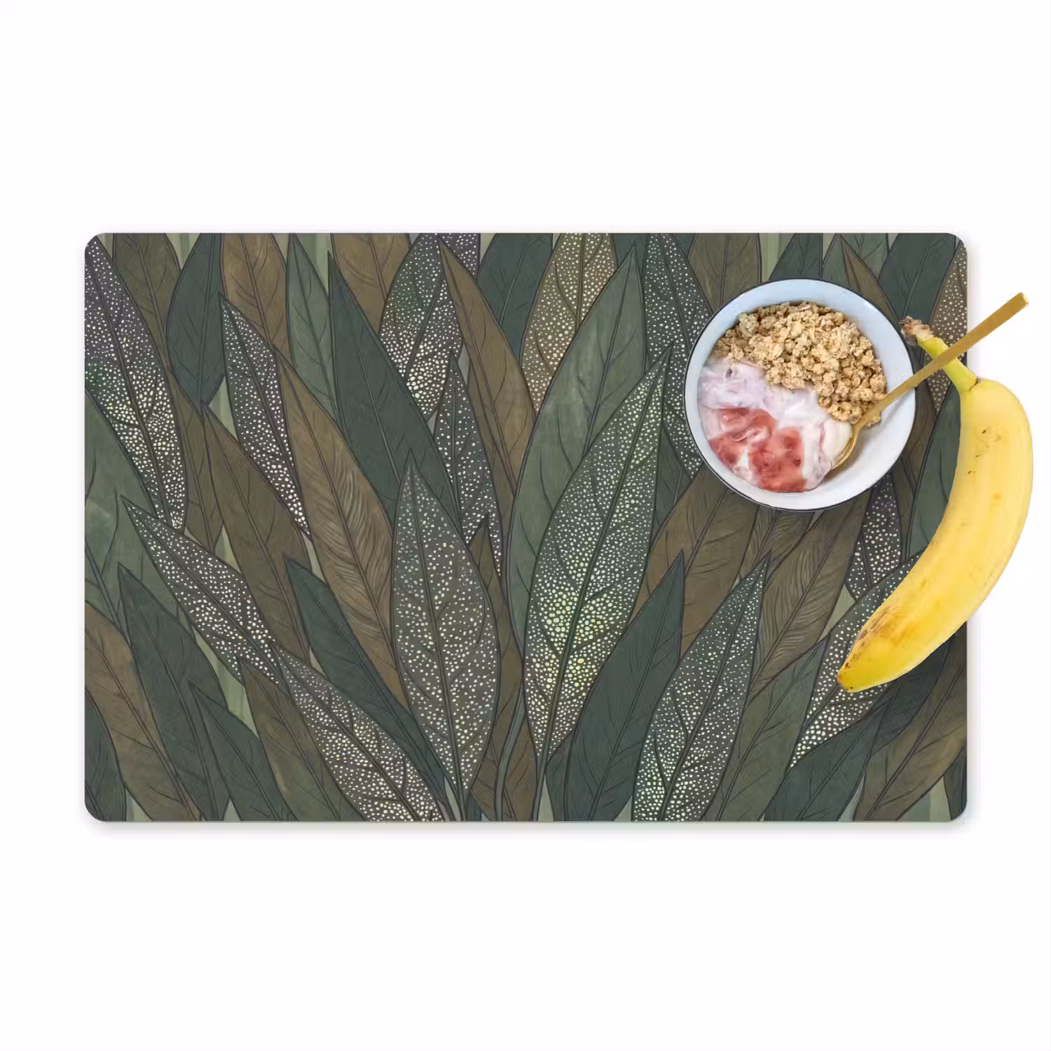 Bladeren - Patroon - Gestippeld - Natuur - Groen Placemat vinyl groot -zzzproduct_Kitchenyeah-website
