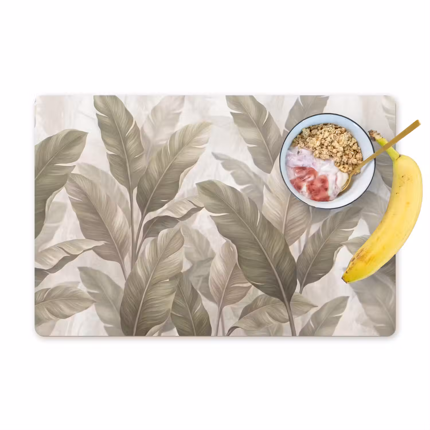 Bladeren - Tropisch - Natuur - Abstract - Beige Placemat vinyl groot -zzzproduct_Kitchenyeah-website