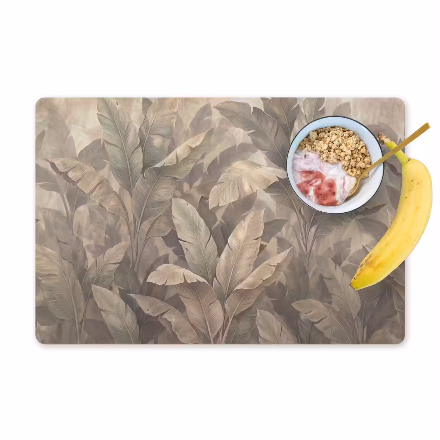 Bladeren - Tropisch - Natuur - Modern - Beige Placemat vinyl groot -zzzproduct_Kitchenyeah-website