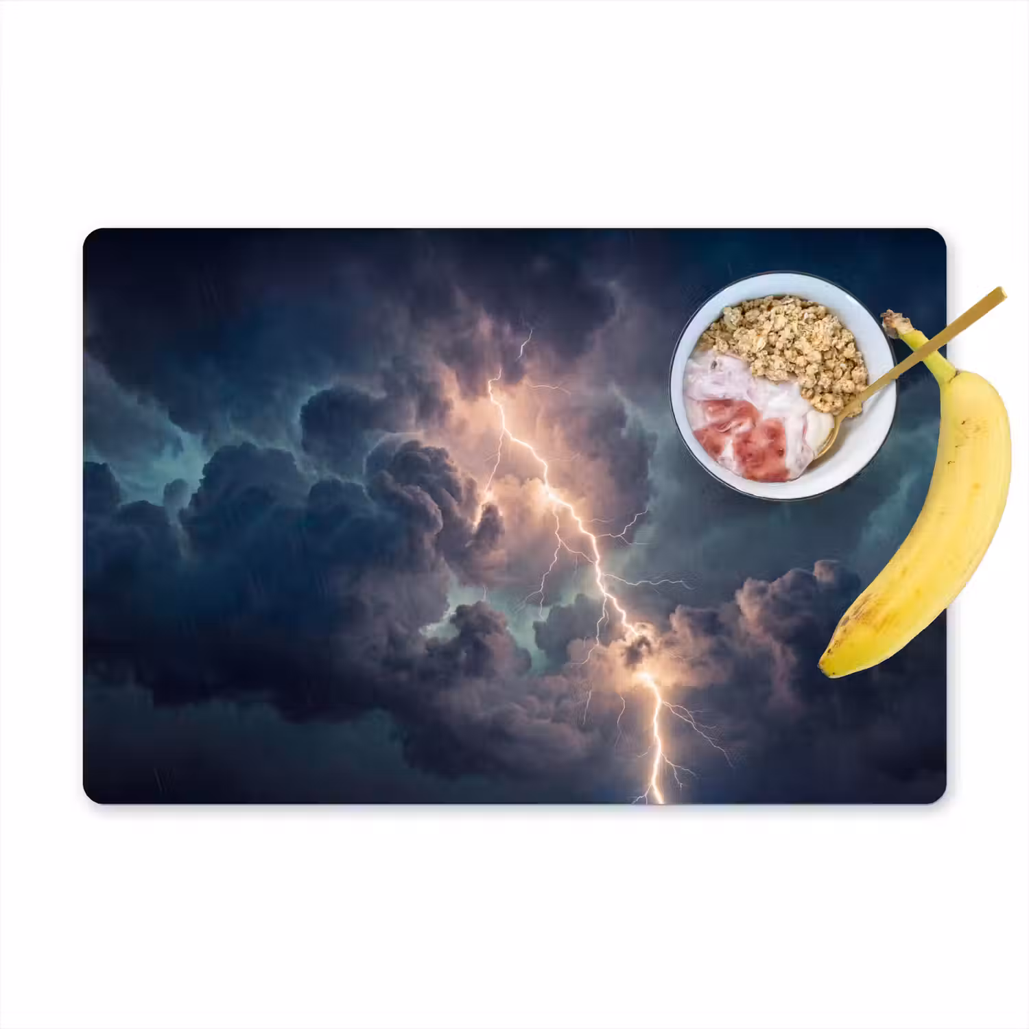 Bliksem - Storm - Natuur - Donker Placemat vinyl groot -zzzproduct_Kitchenyeah-website