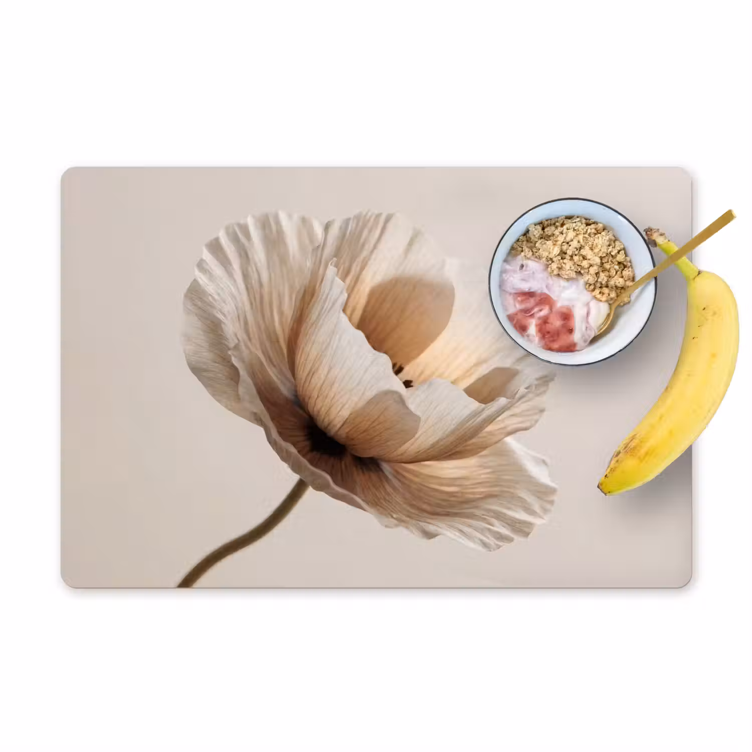 Bloem - Beige - Crème Placemat vinyl groot -zzzproduct_Kitchenyeah-website