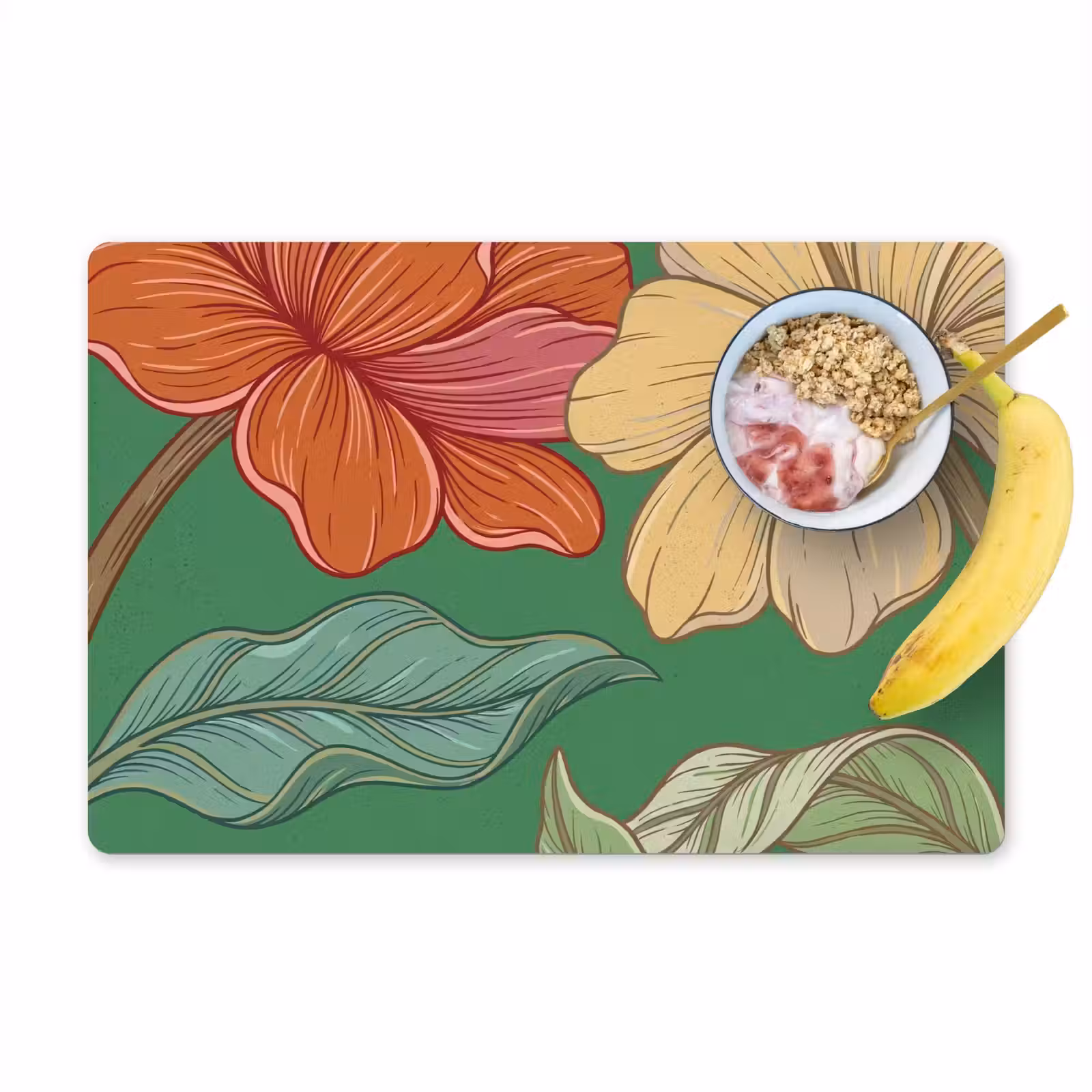 Tischset - 6 Stück - Blumen – Grün – Illustration - Bloemen - Groen - Illustratie Placemat vinyl groot