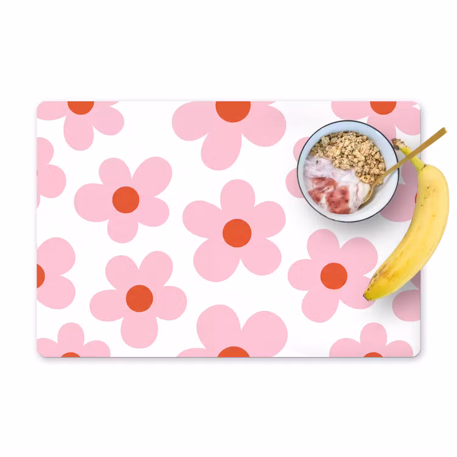 Bloemen - Patroon - Modern - Roze - Wit Placemat vinyl groot -zzzproduct_Kitchenyeah-website