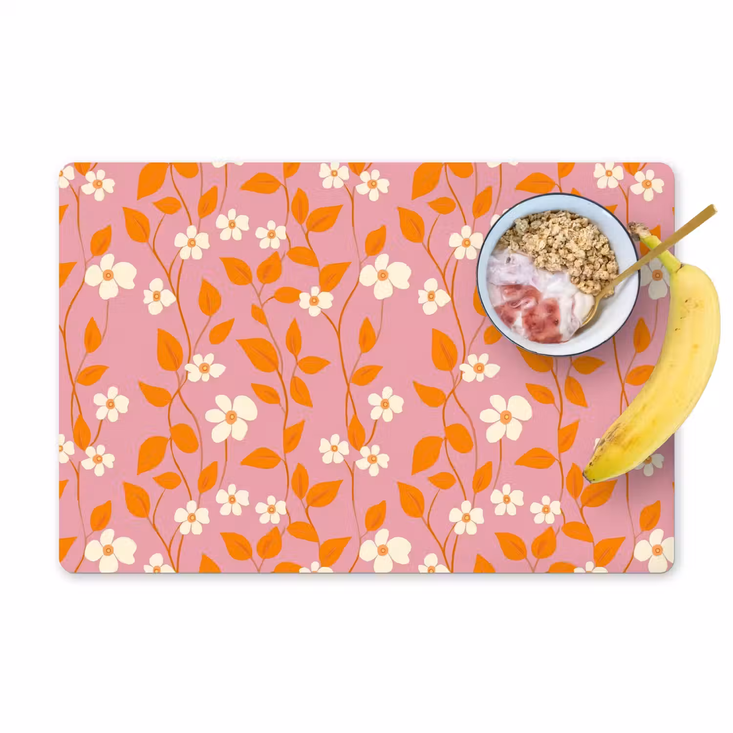 Bloemen - Patroon - Oranje Placemat vinyl groot 368 -zzzproduct_Kitchenyeah-website
