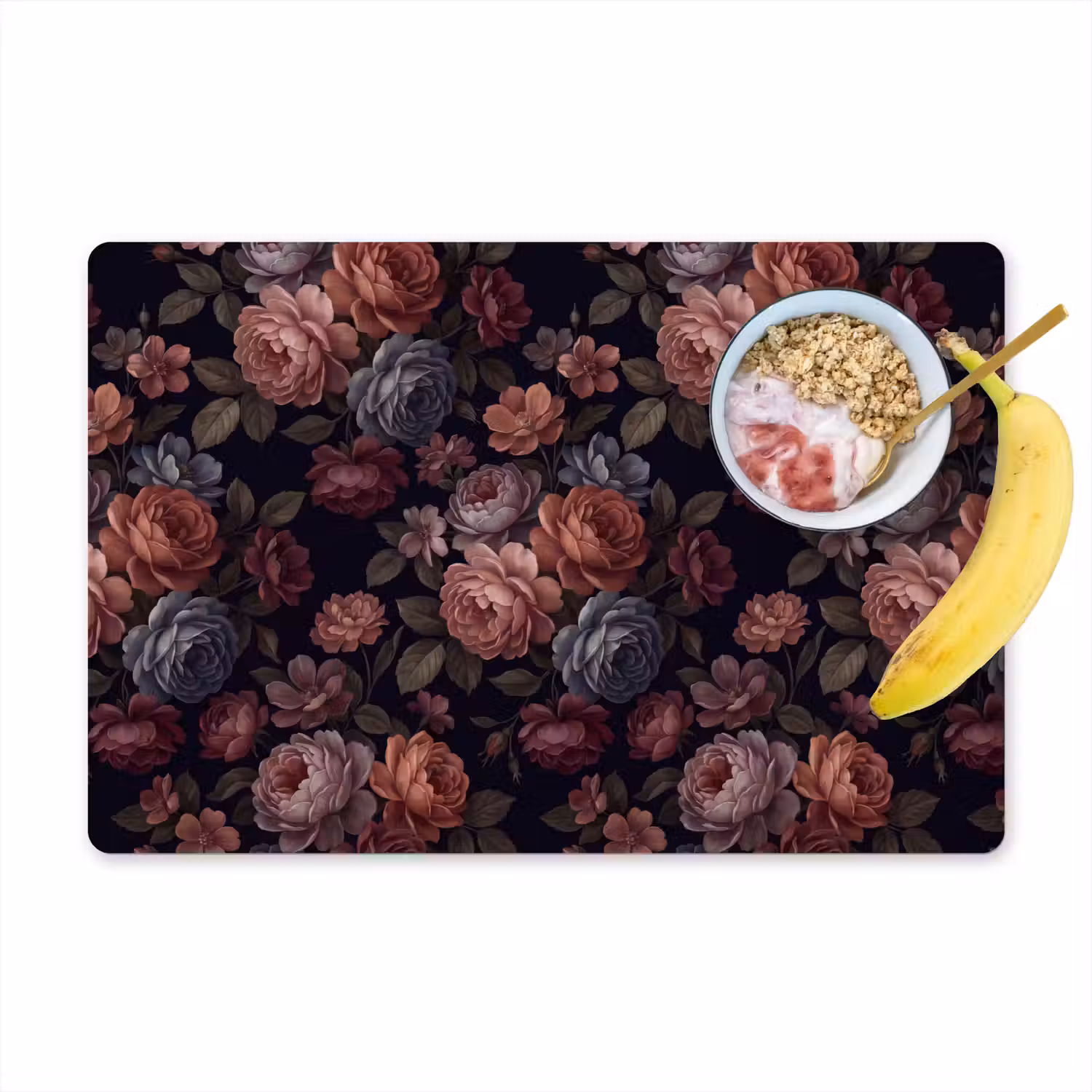 Bloemen - Patroon - Vintage - Donker - Roze Placemat vinyl groot -zzzproduct_Kitchenyeah-website