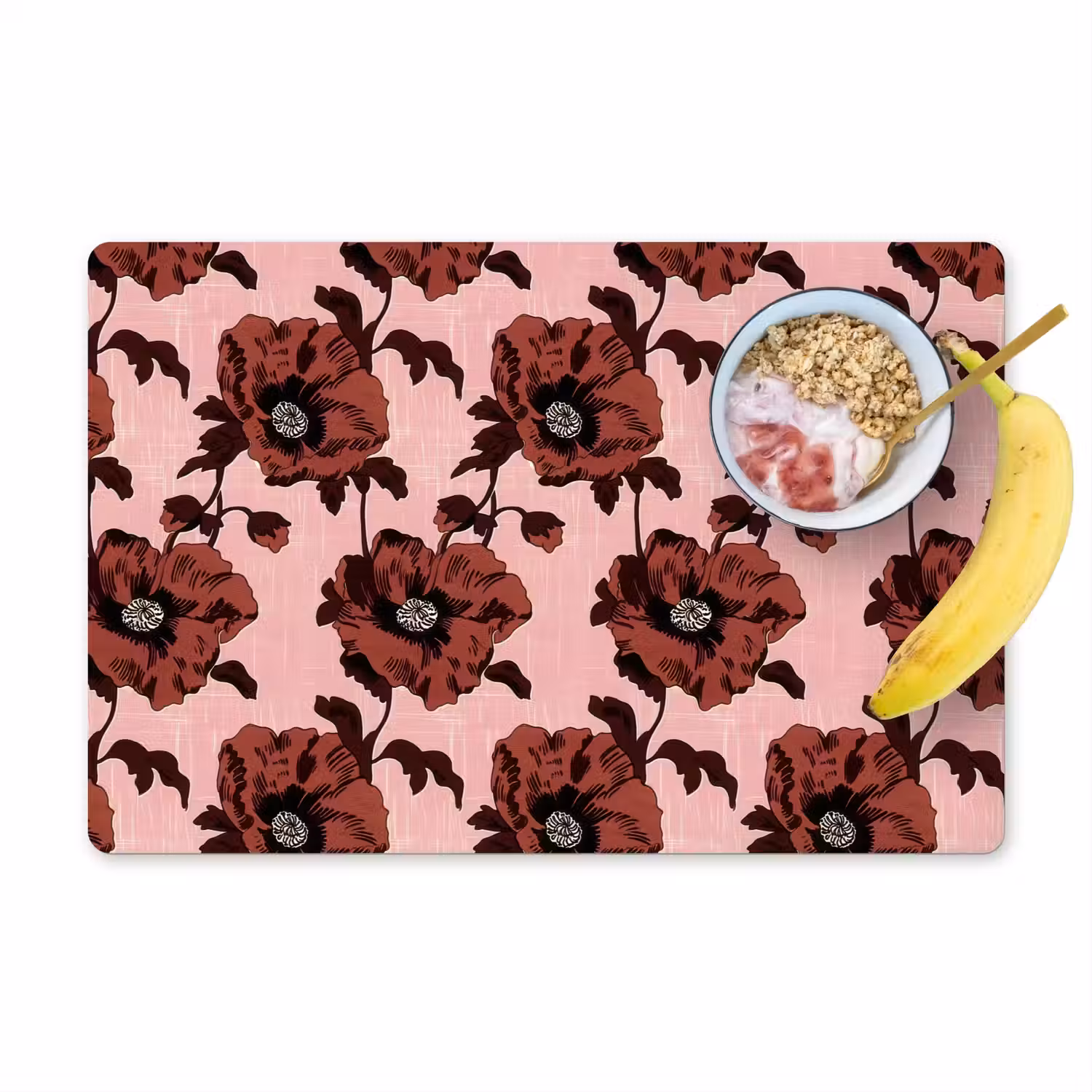 Bloemen - Retro - Rood Placemat vinyl groot 368 -zzzproduct_Kitchenyeah-website