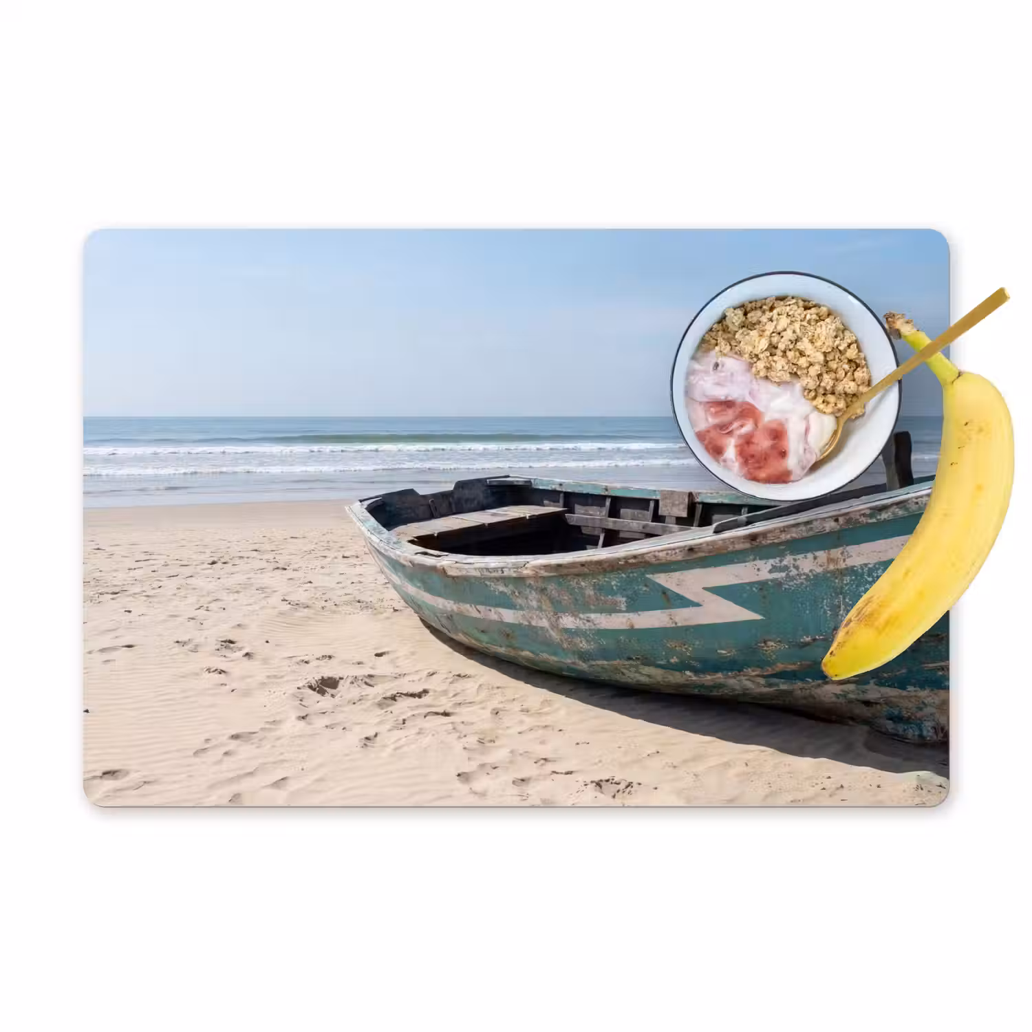 Boot - Zandstrand - Zee Placemat vinyl groot -zzzproduct_Kitchenyeah-website