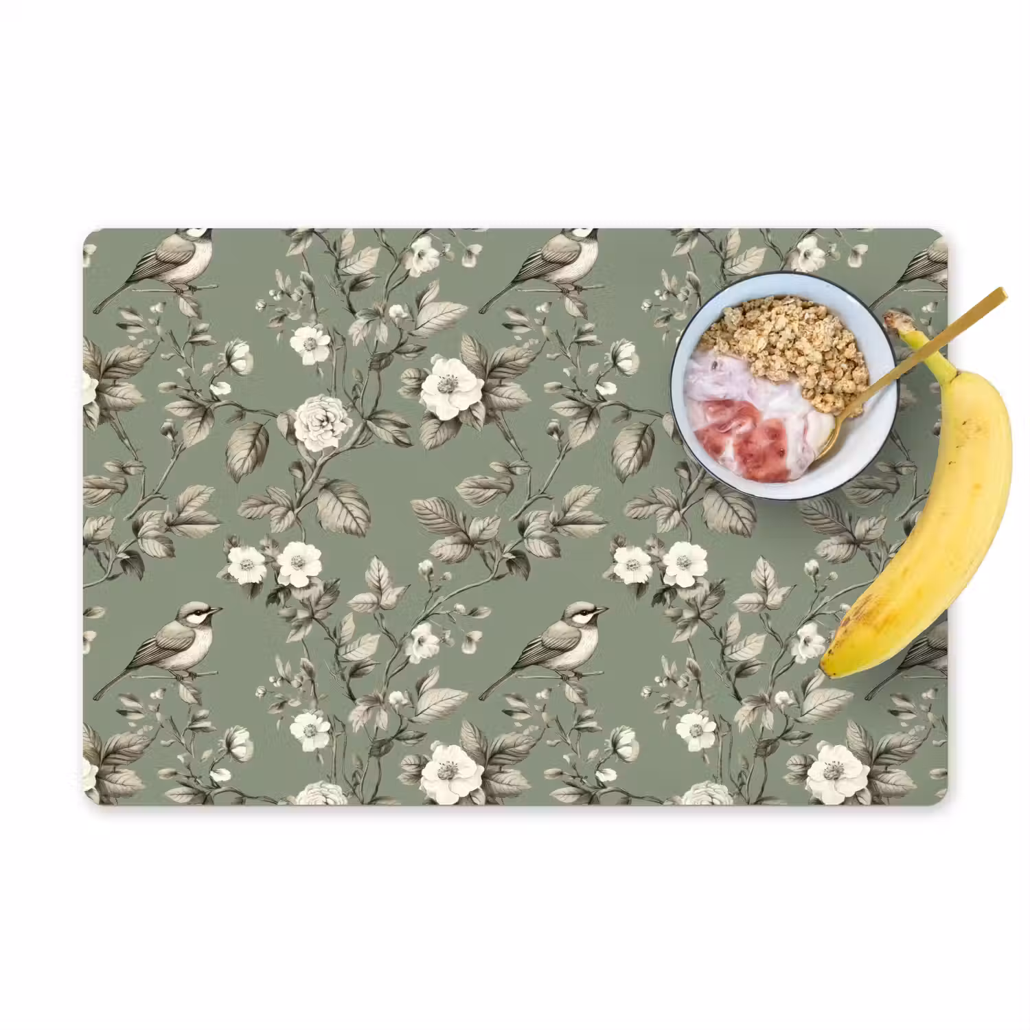 Botanisch - Vogels - Groen Placemat vinyl groot 368 -zzzproduct_Kitchenyeah-website