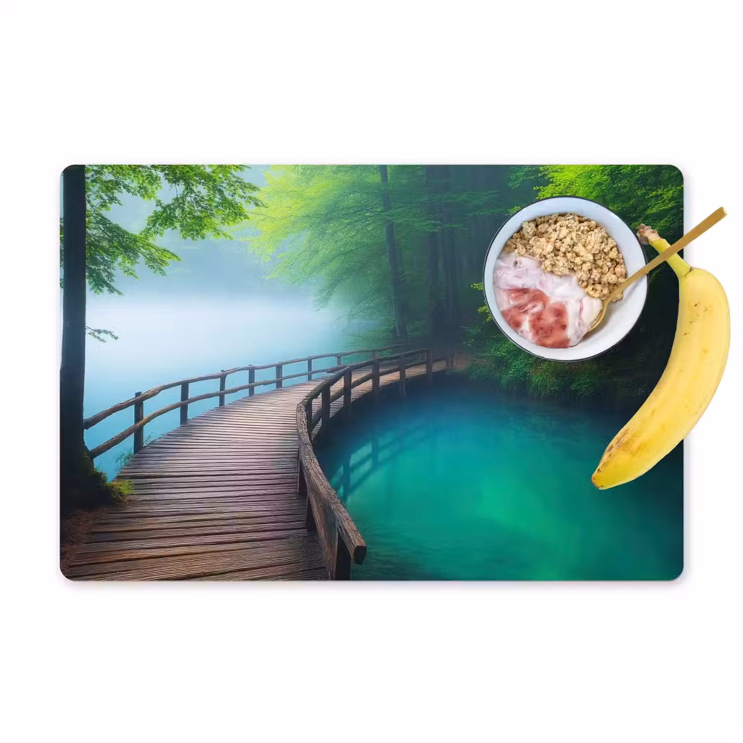 Brug - Water - Rivier - Bos Placemat vinyl groot -zzzproduct_Kitchenyeah-website