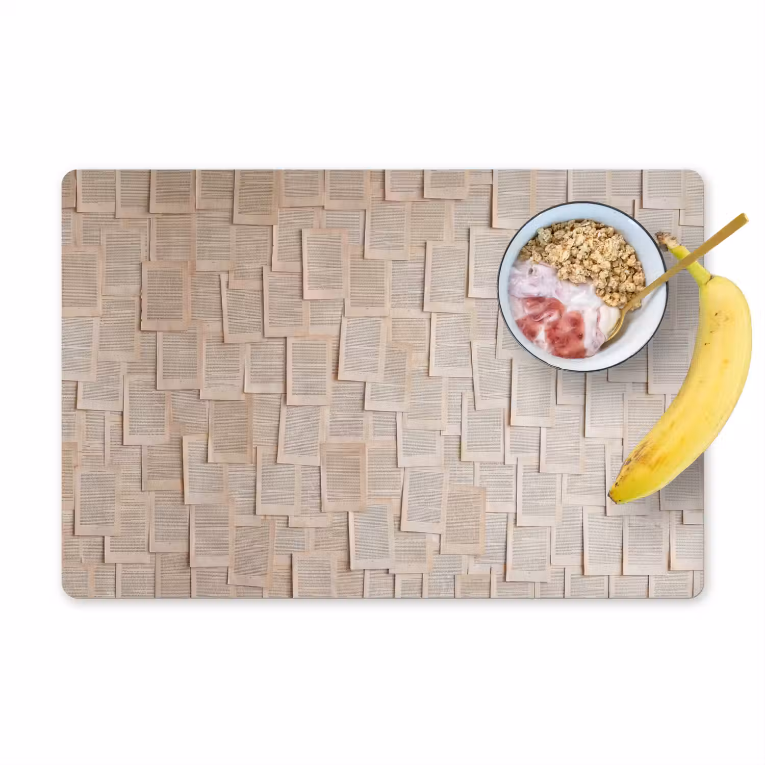 Boekpagina - Collage - Literatuur - Vintage - Beige Placemat vinyl groot -zzzproduct_Kitchenyeah-website