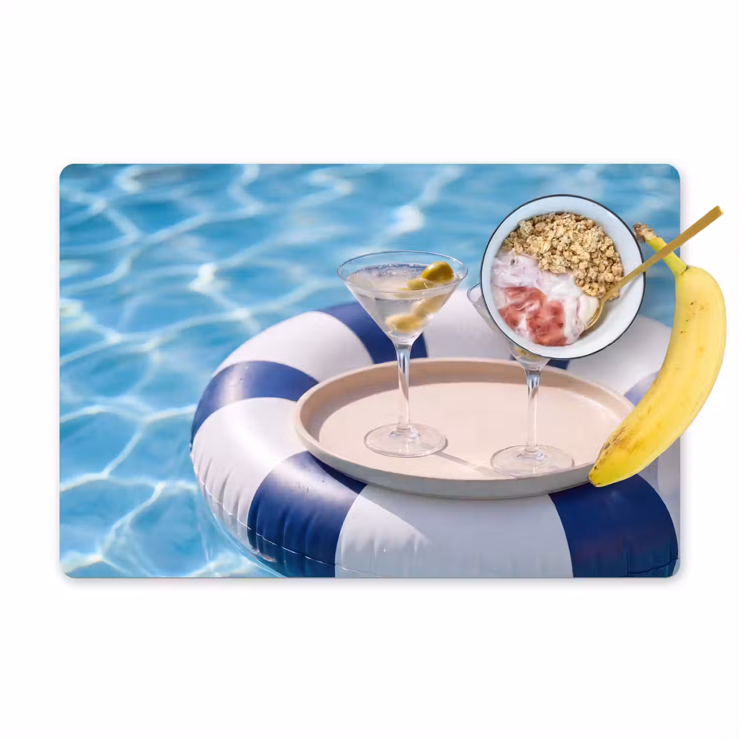 Cocktail - Zwembad - Zomer - Blauw Placemat vinyl groot -zzzproduct_Kitchenyeah-website