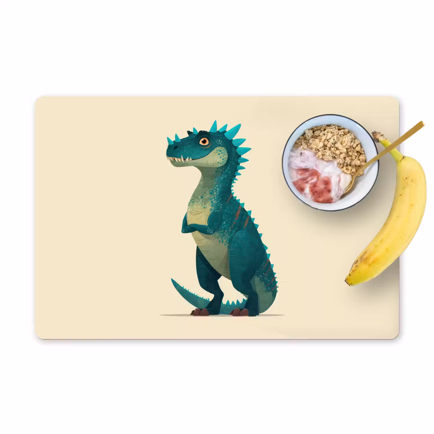 Dinosaurus - Turquoise - Stekels Placemat vinyl groot -zzzproduct_Kitchenyeah-website