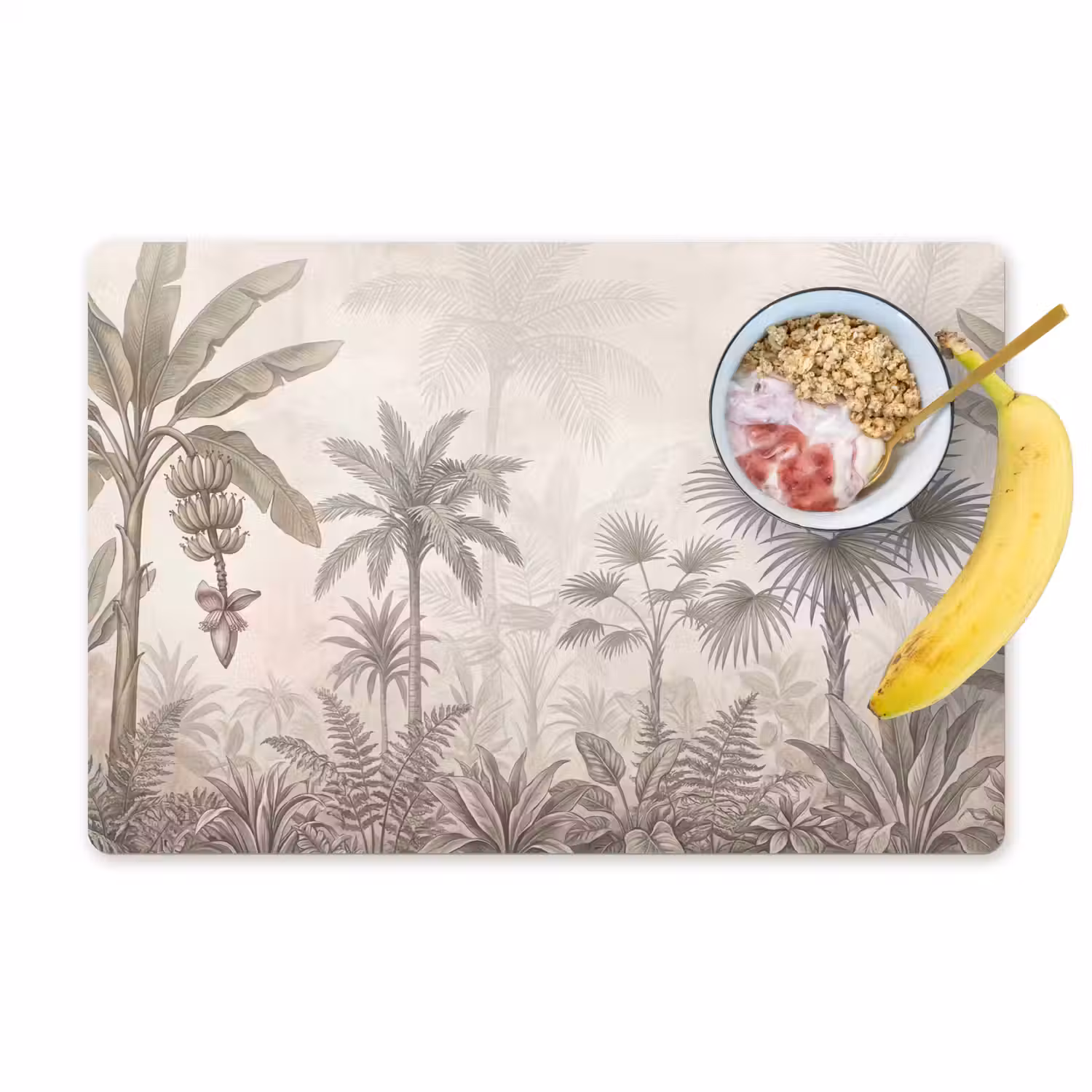 Jungle - Banenboom - Kolibrie - Beige Placemat vinyl groot -zzzproduct_Kitchenyeah-website