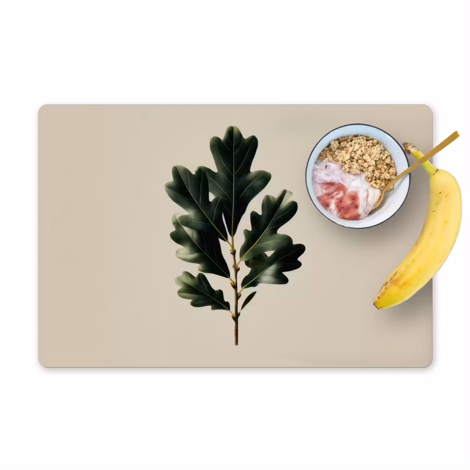 Eikenbladeren - Beige - Groen - Golvende randen Placemat vinyl groot -zzzproduct_Kitchenyeah-website