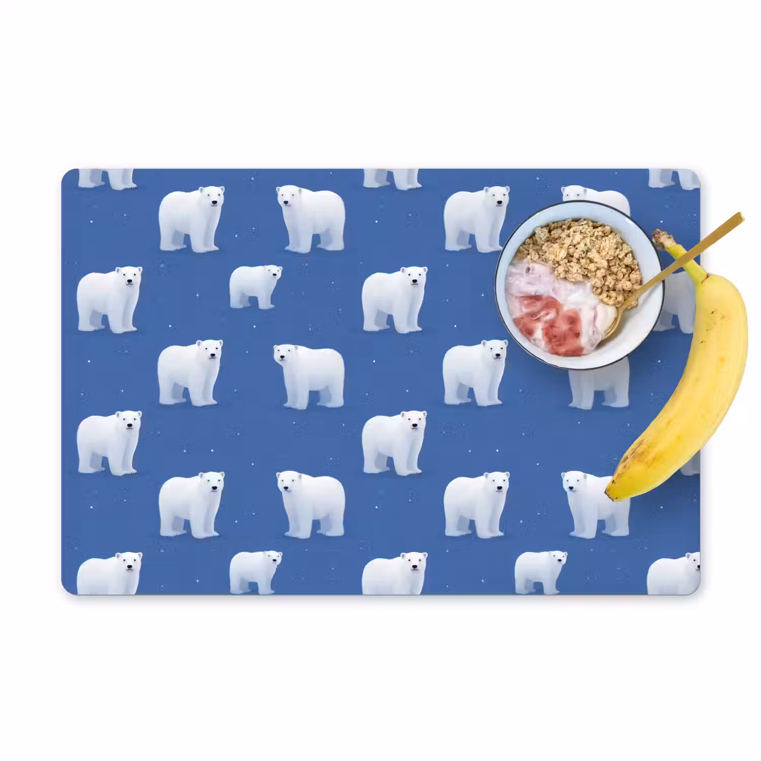 IJsbeer - Patroon - Blauw Placemat vinyl groot 368 -zzzproduct_Kitchenyeah-website