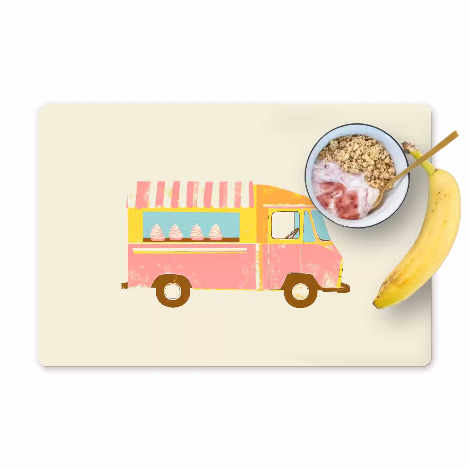Ijskar - Retro - Softijsjes - Roze Placemat vinyl groot -zzzproduct_Kitchenyeah-website