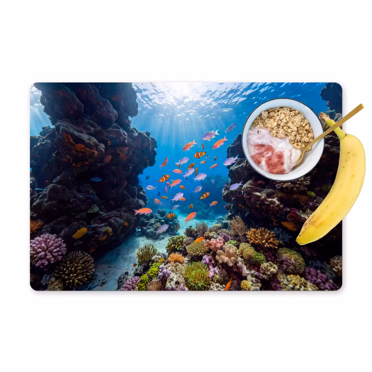 Vis - Koraalrif - Onderwater - Levendig - Blauw Placemat vinyl groot -zzzproduct_Kitchenyeah-website
