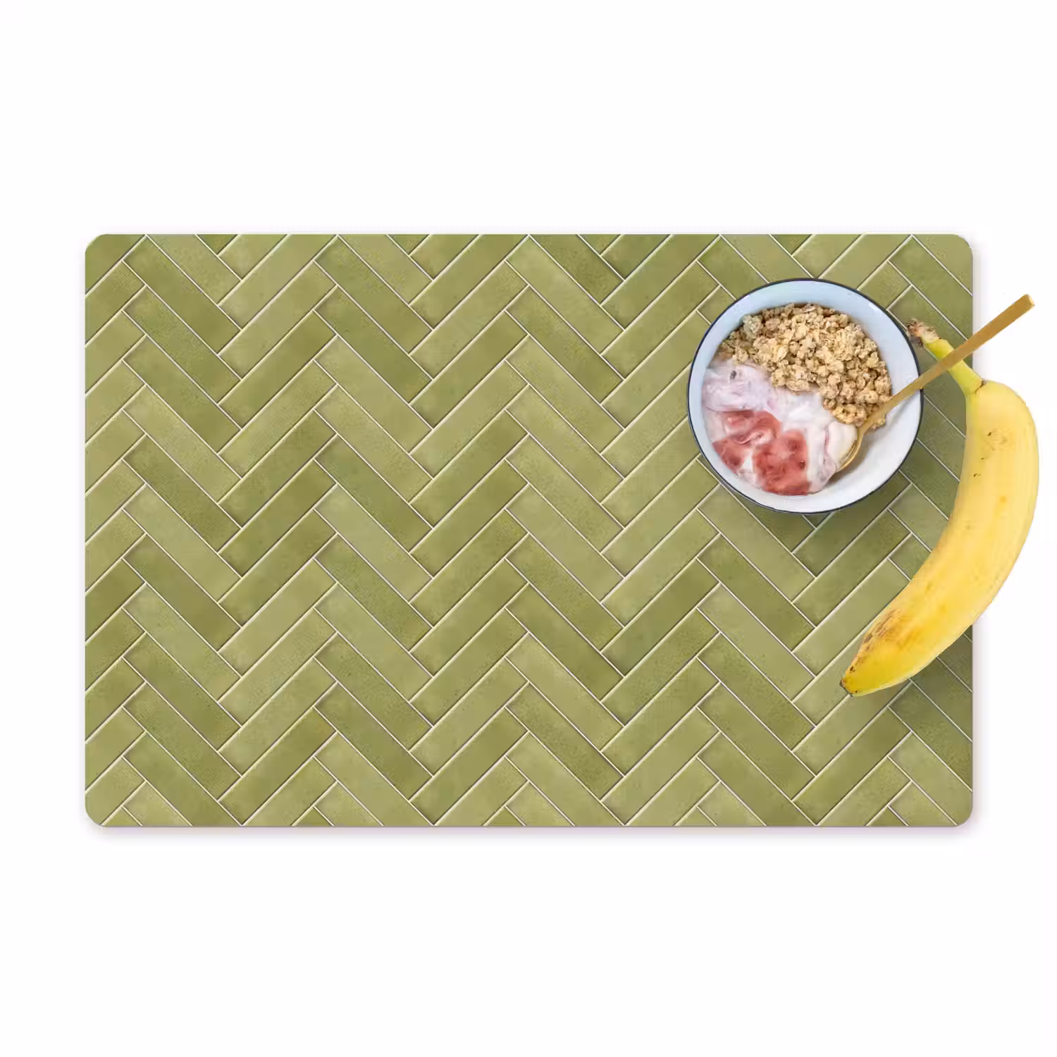 Visgraat - Wandtegel - Olijfgroen Placemat vinyl groot 368 -zzzproduct_Kitchenyeah-website