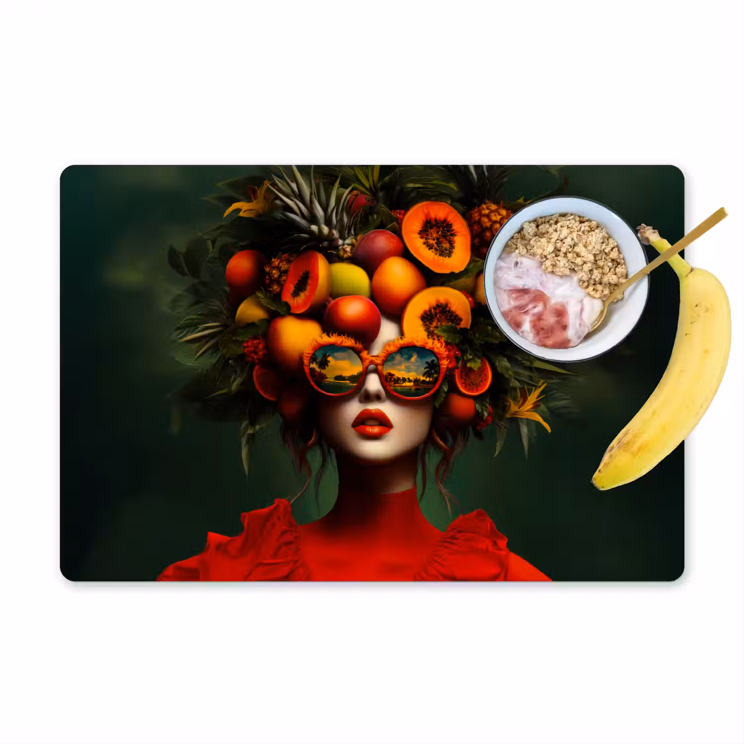 Vrouw - Vruchten - Papaja - Ananas Placemat vinyl groot -zzzproduct_Kitchenyeah-website