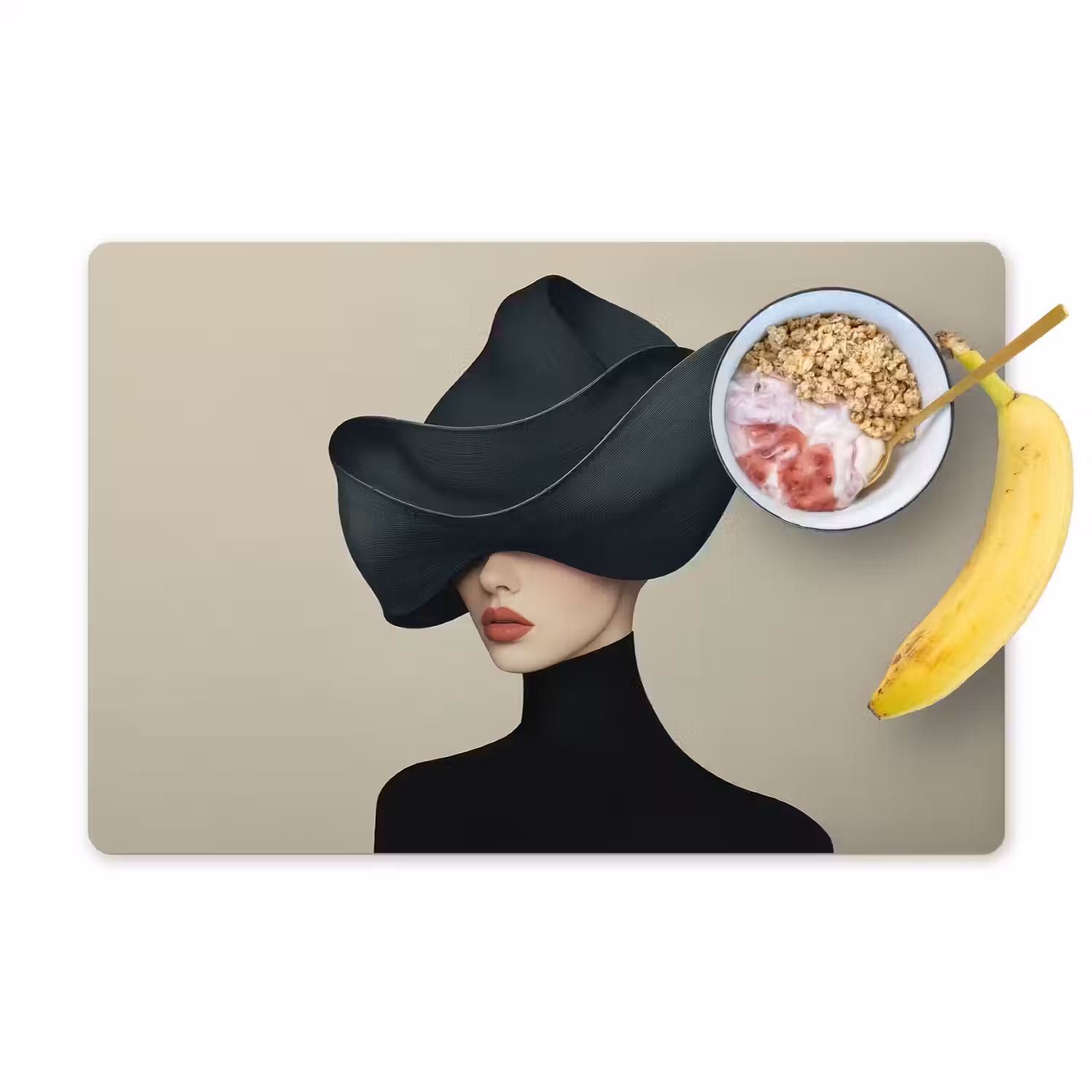 Vrouw - Groen - Hoed Placemat vinyl groot -zzzproduct_Kitchenyeah-website