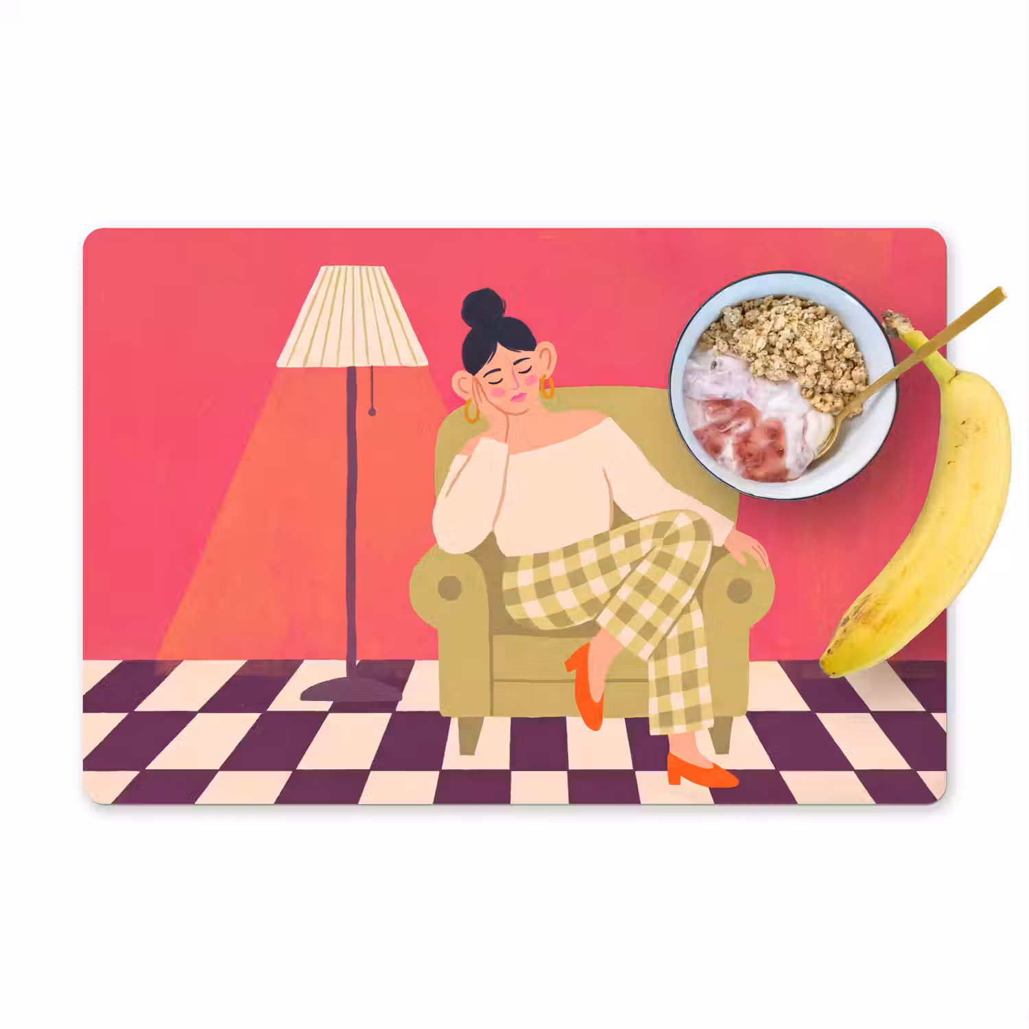 Vrouw - Rust - Interieur - Modern - Kunst Placemat vinyl groot -zzzproduct_Kitchenyeah-website