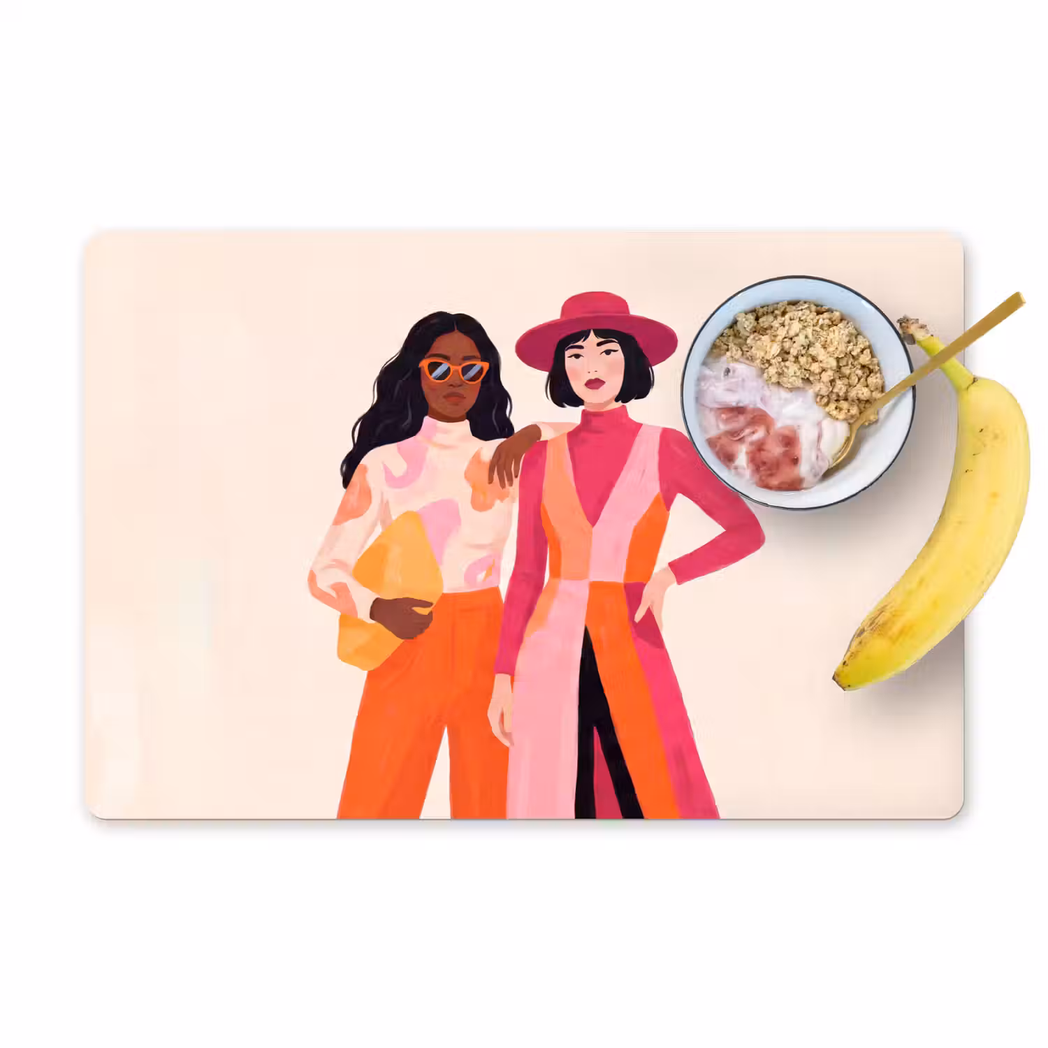 Vrouw - Twee - Mode - Abstract - Kleurrijk Placemat vinyl groot -zzzproduct_Kitchenyeah-website