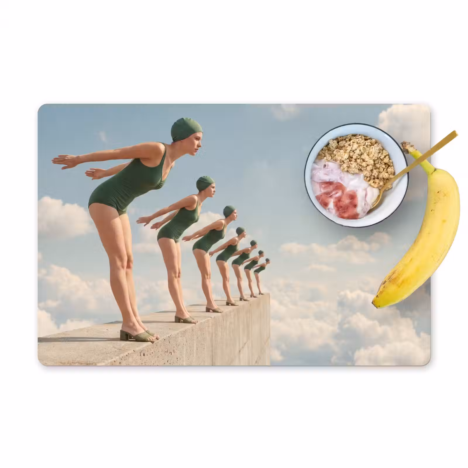 Tischset - 6 Stück - Frauen – Tauchhaltung – Wolken - Vrouwen - Duikhouding - Wolken Placemat vinyl groot